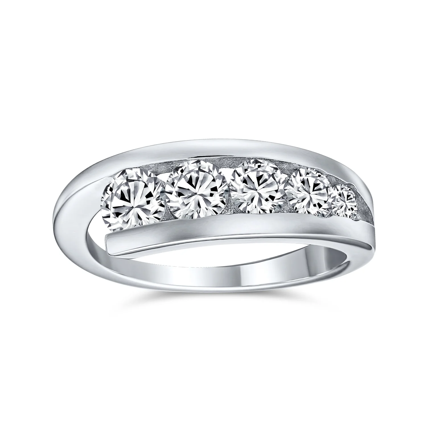 Modern Bride CZ Cocktail Statement Ring: Sterling Silver Anniversary Band - Image 2