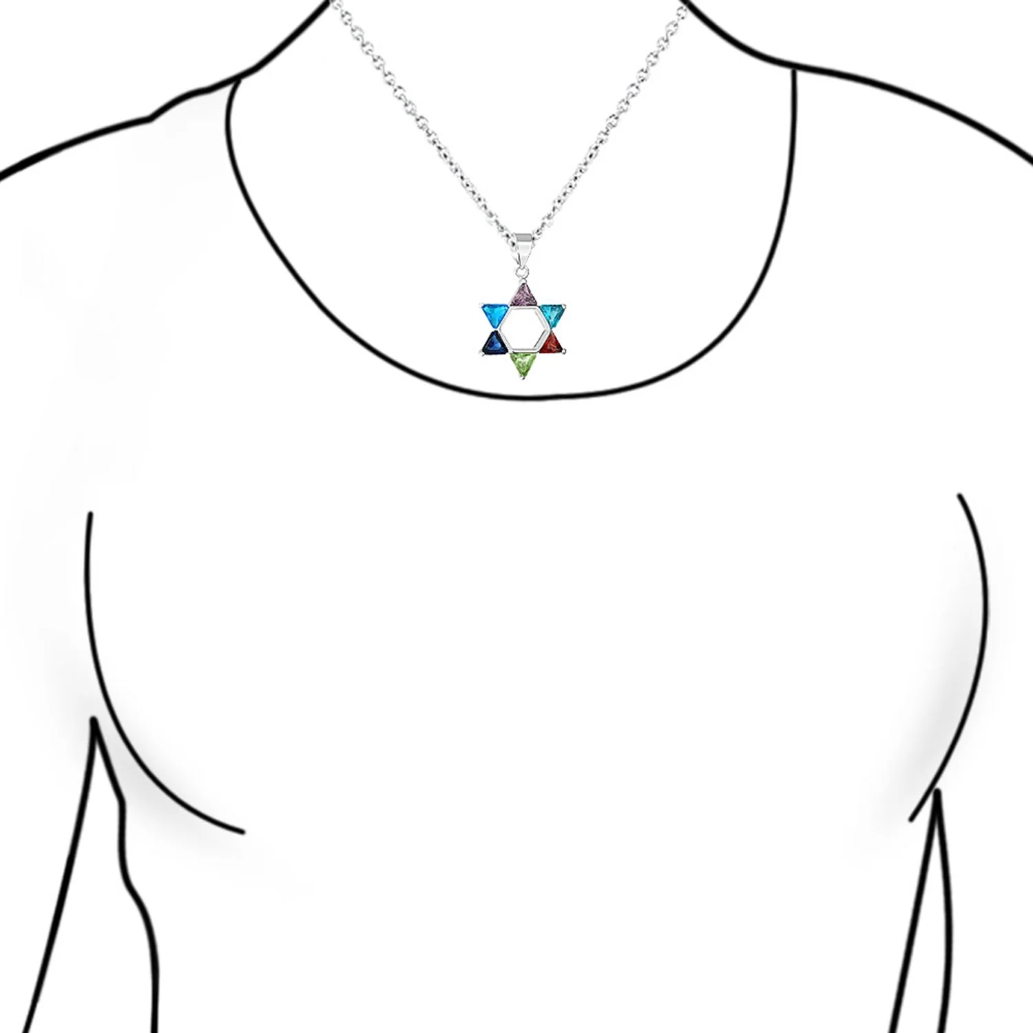 Modern CZ Star of David Pendant Necklace Sterling Silver - Image 3