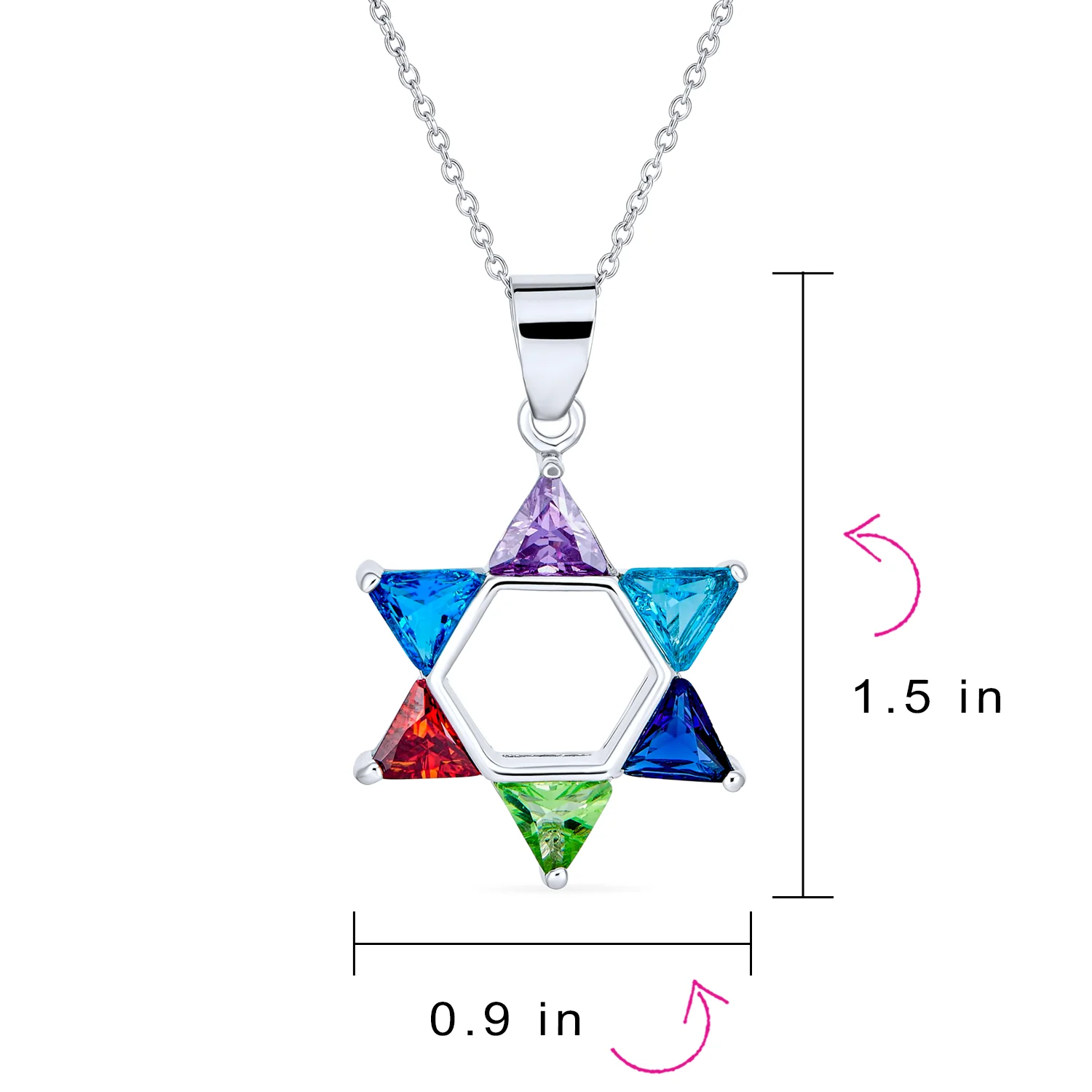 Modern CZ Star of David Pendant Necklace Sterling Silver - Image 4