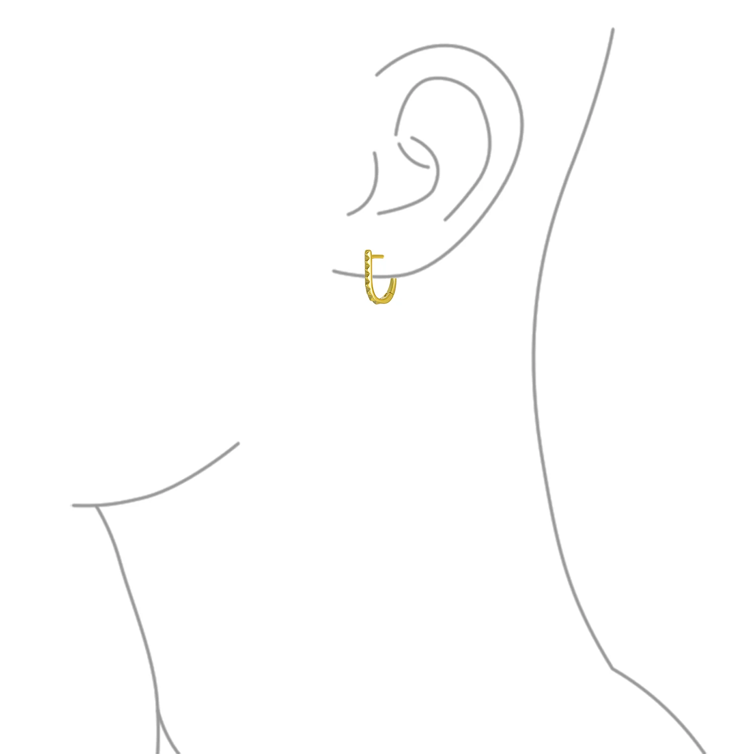 Modern Thin Huggie U Shape Hoop Earrings 14K Gold Plated .925 Sterling Silver - Image 6