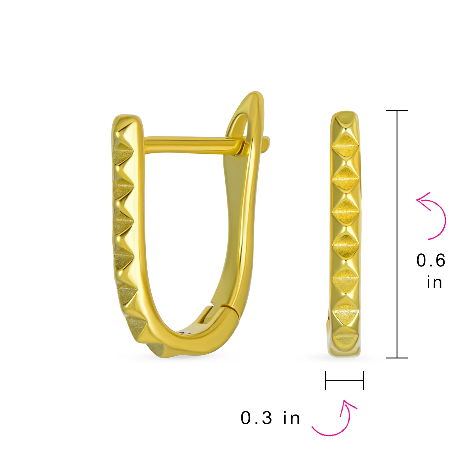 Modern Thin Huggie U Shape Hoop Earrings 14K Gold Plated .925 Sterling Silver - Image 8