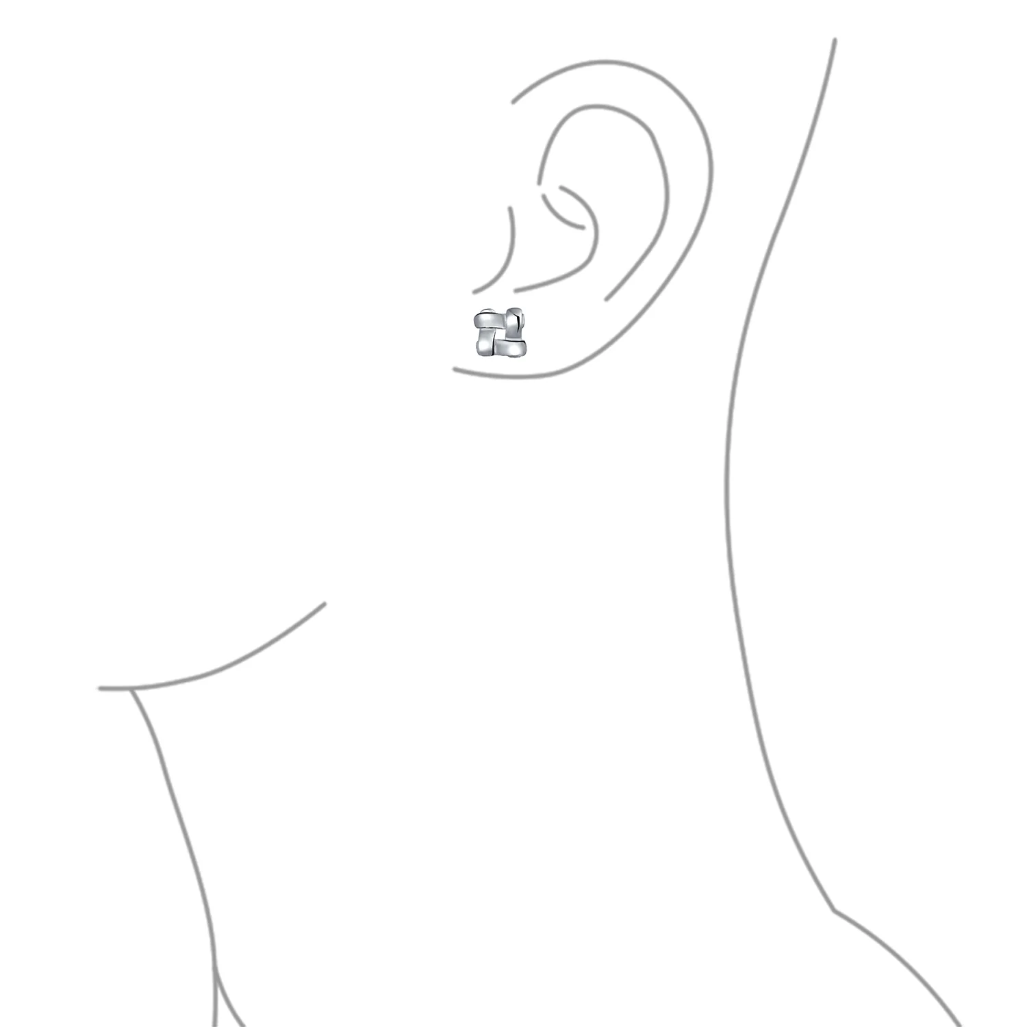 Modern Simple Geometric Square Open Basket Weave Stud Earrings Plain Sterling Silver - Image 4