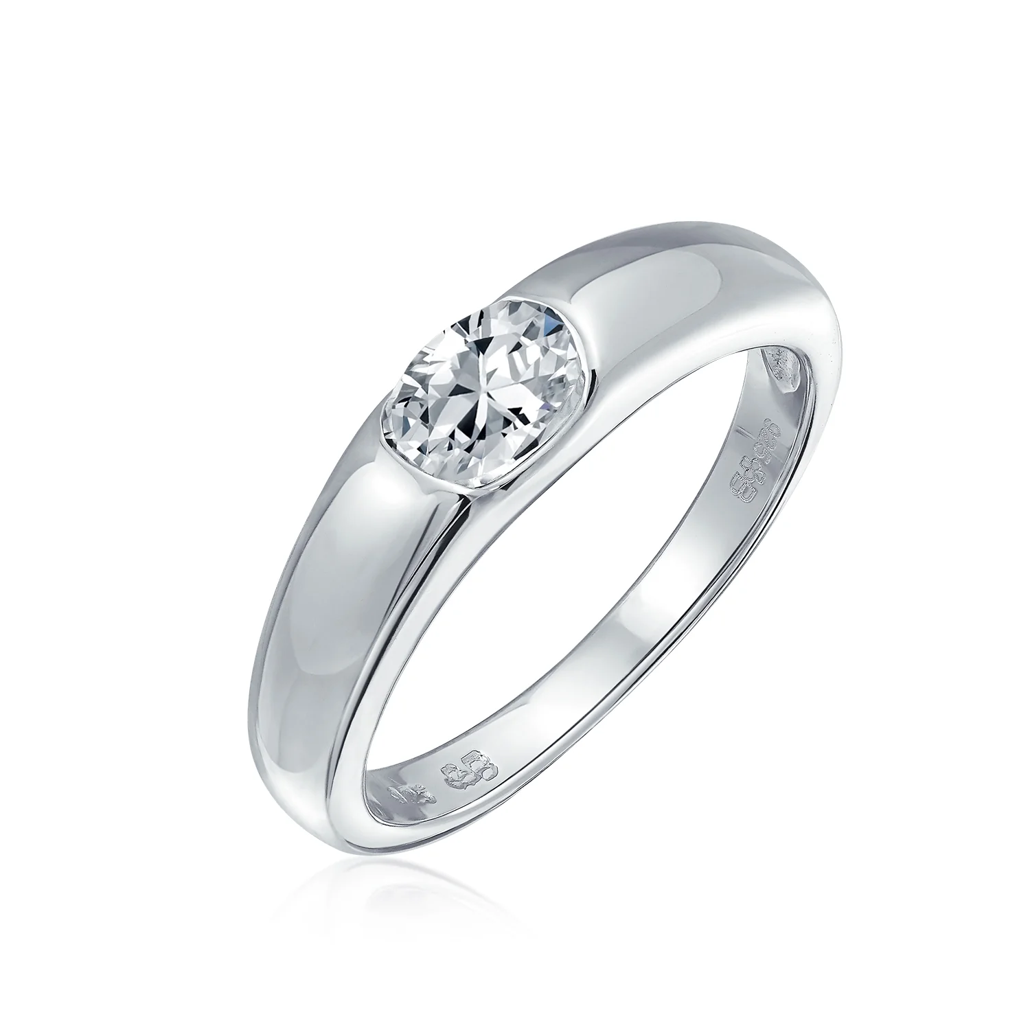 Modern Minimalist .50 CT CZ Round Solitaire Engagement Ring in Sterling Silver - Image 2