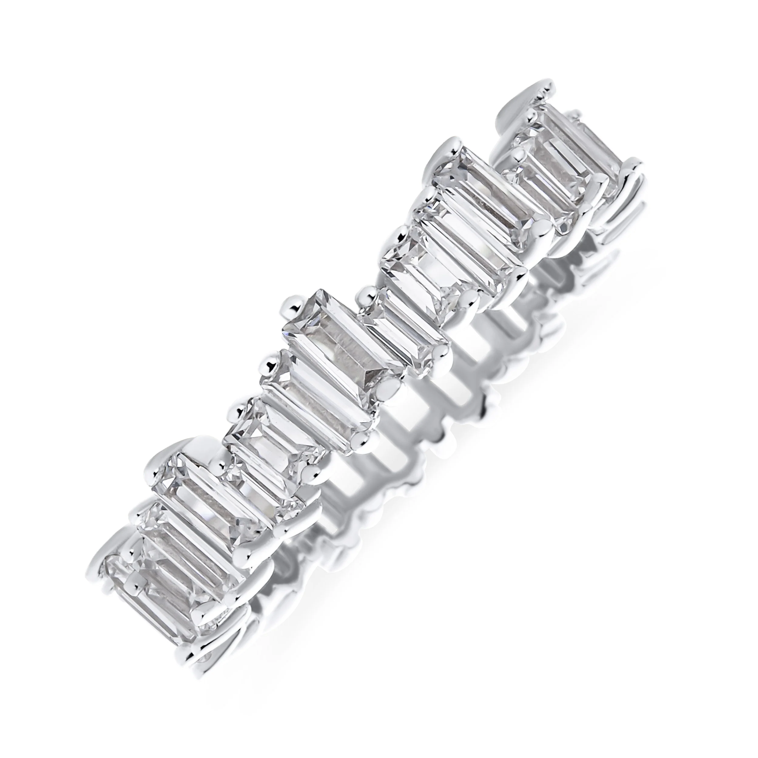 CZ Zig Zag Baguette Eternity Wedding Band Ring Gold Plated .925 Sterling Silver - Image 2