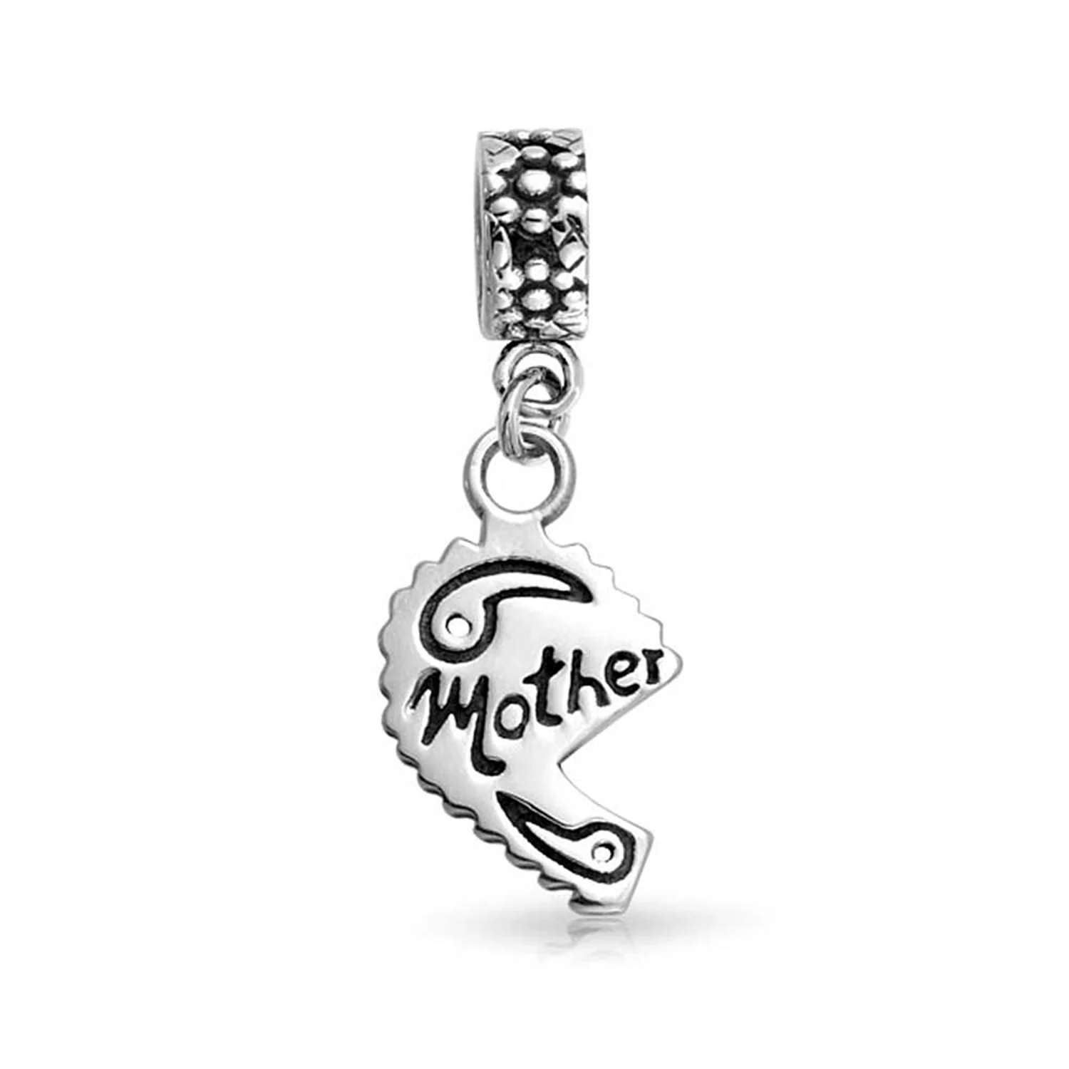 Mother Daughter Puzzle 2 Piece Split Heart Sisters Bead Charm Sterling Silver - Image 3