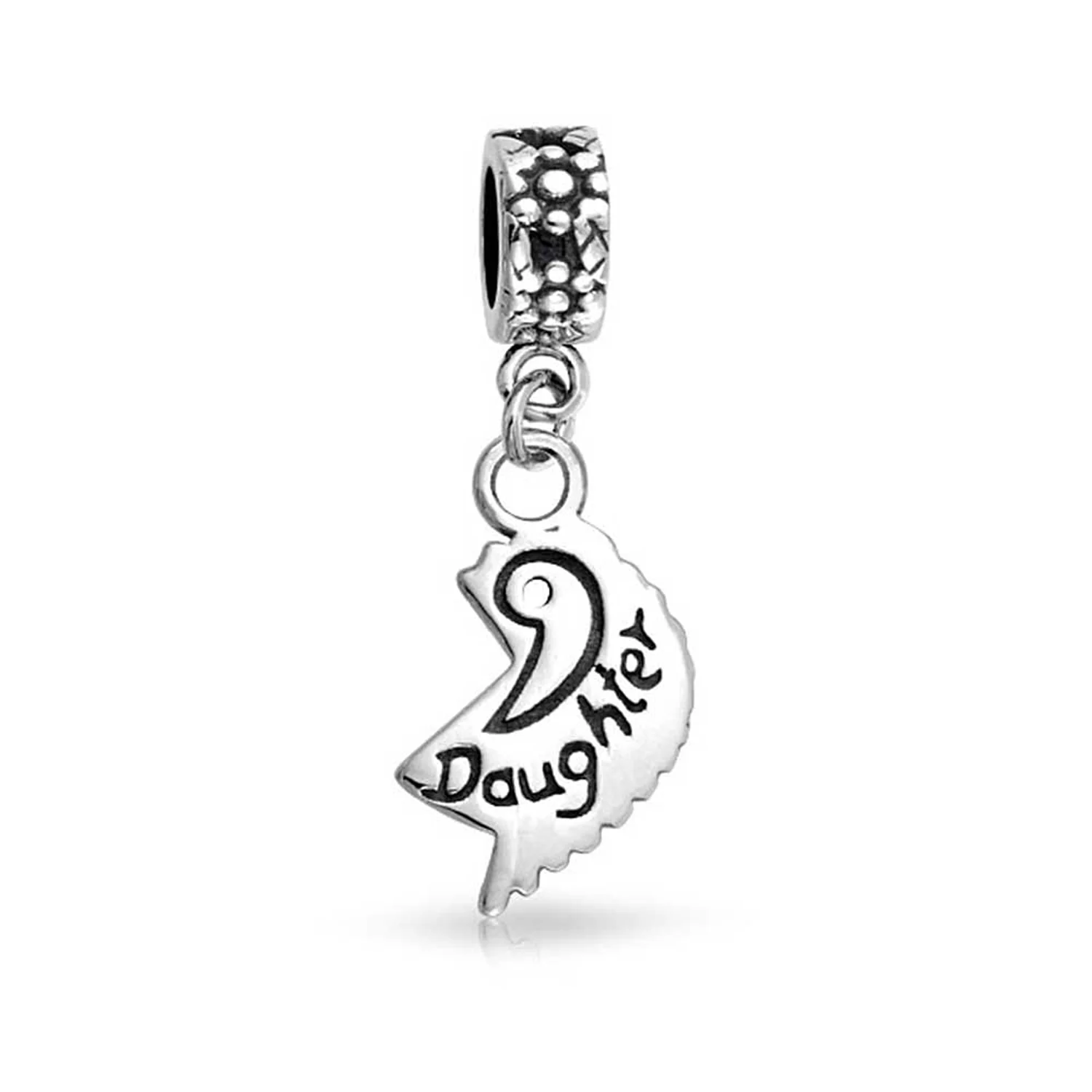 Mother Daughter Puzzle 2 Piece Split Heart Sisters Bead Charm Sterling Silver - Image 4