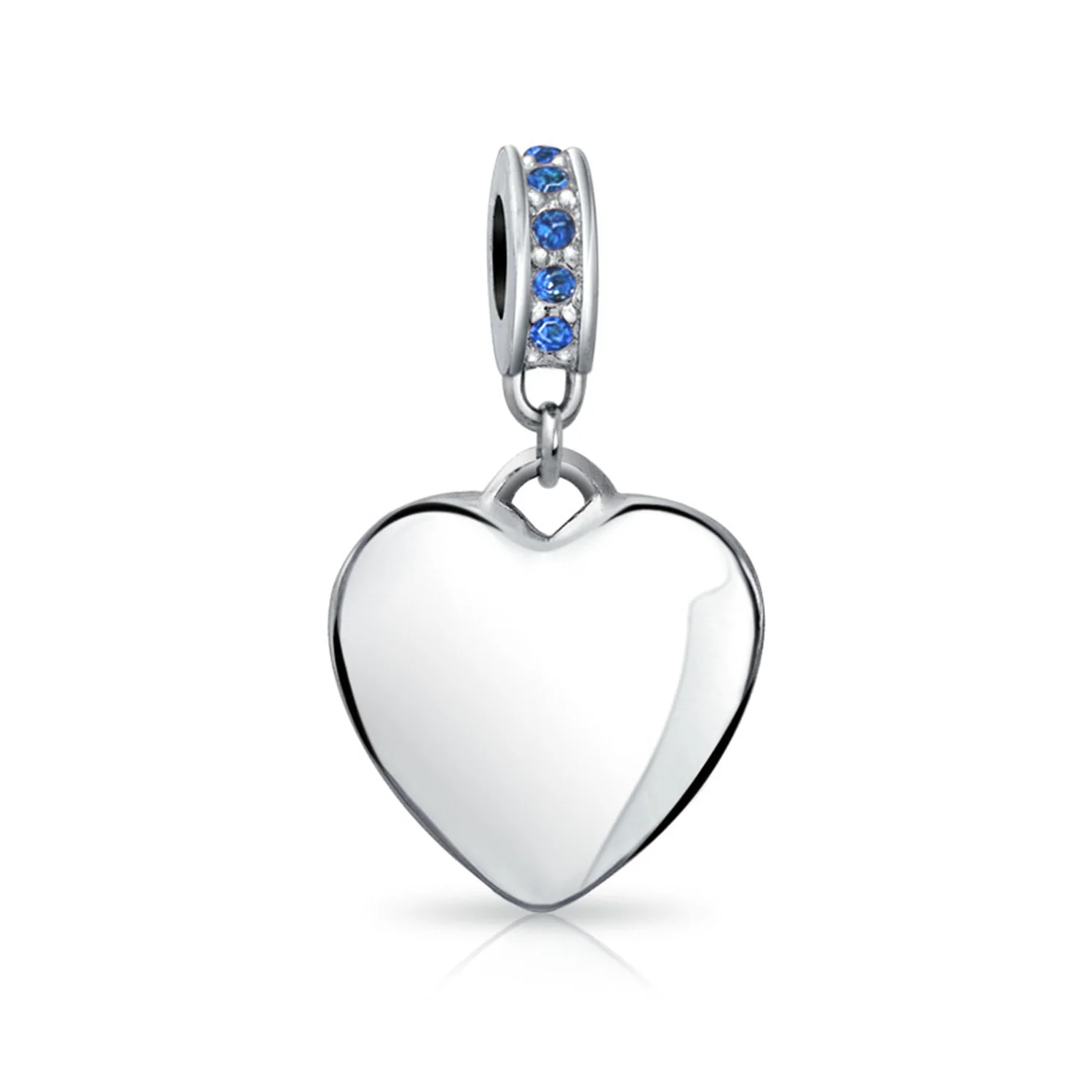 A-Z Monogram Blue Crystal Initial Dangle Heart Charm Bead - Image 44