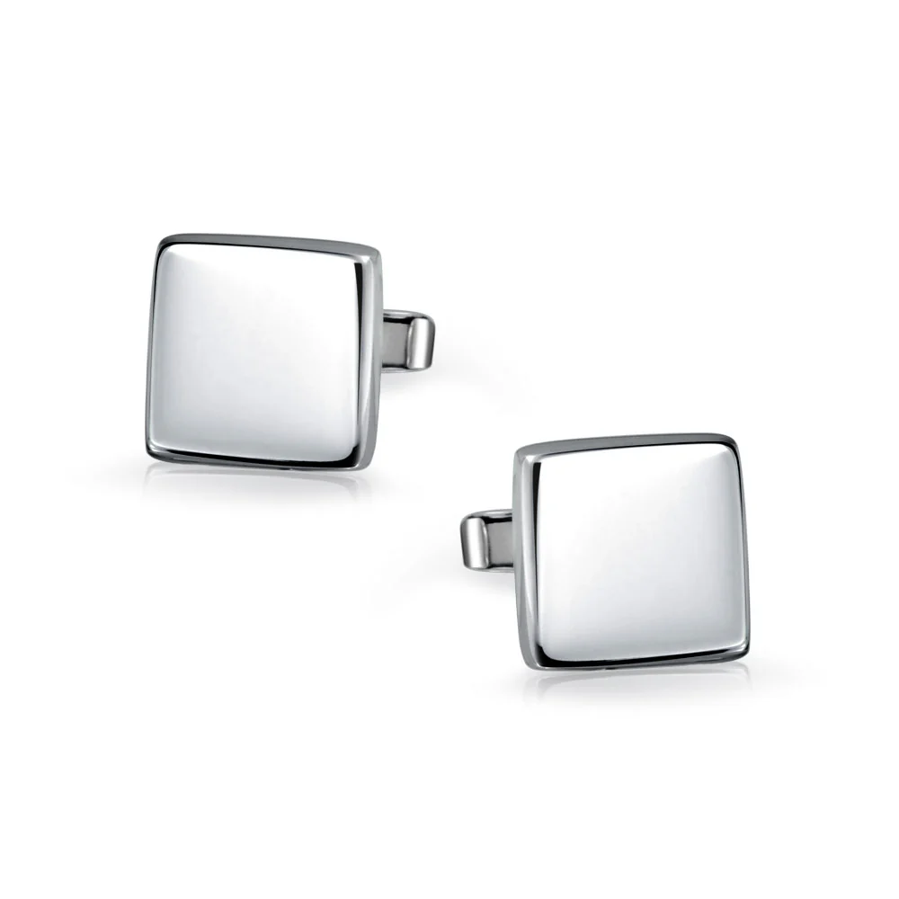Monogram Initial Geometric Solid Square Sterling Silver Shirt Cufflinks Gift - Image 5