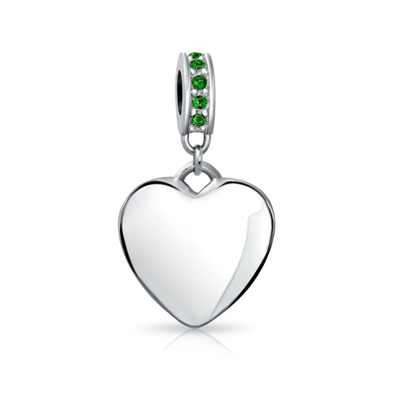 A-Z Monogram Green Crystal Initial Heart Dangle Bead Charm - Image 26