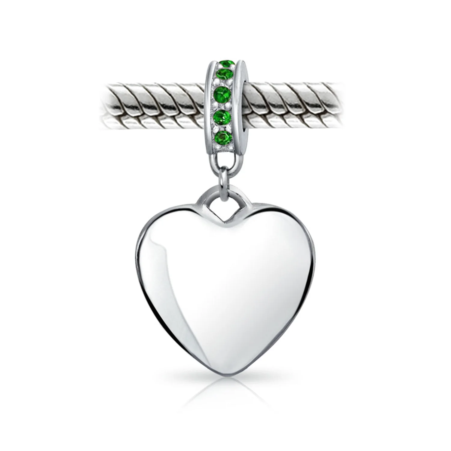 A-Z Monogram Green Crystal Initial Heart Dangle Bead Charm - Image 60