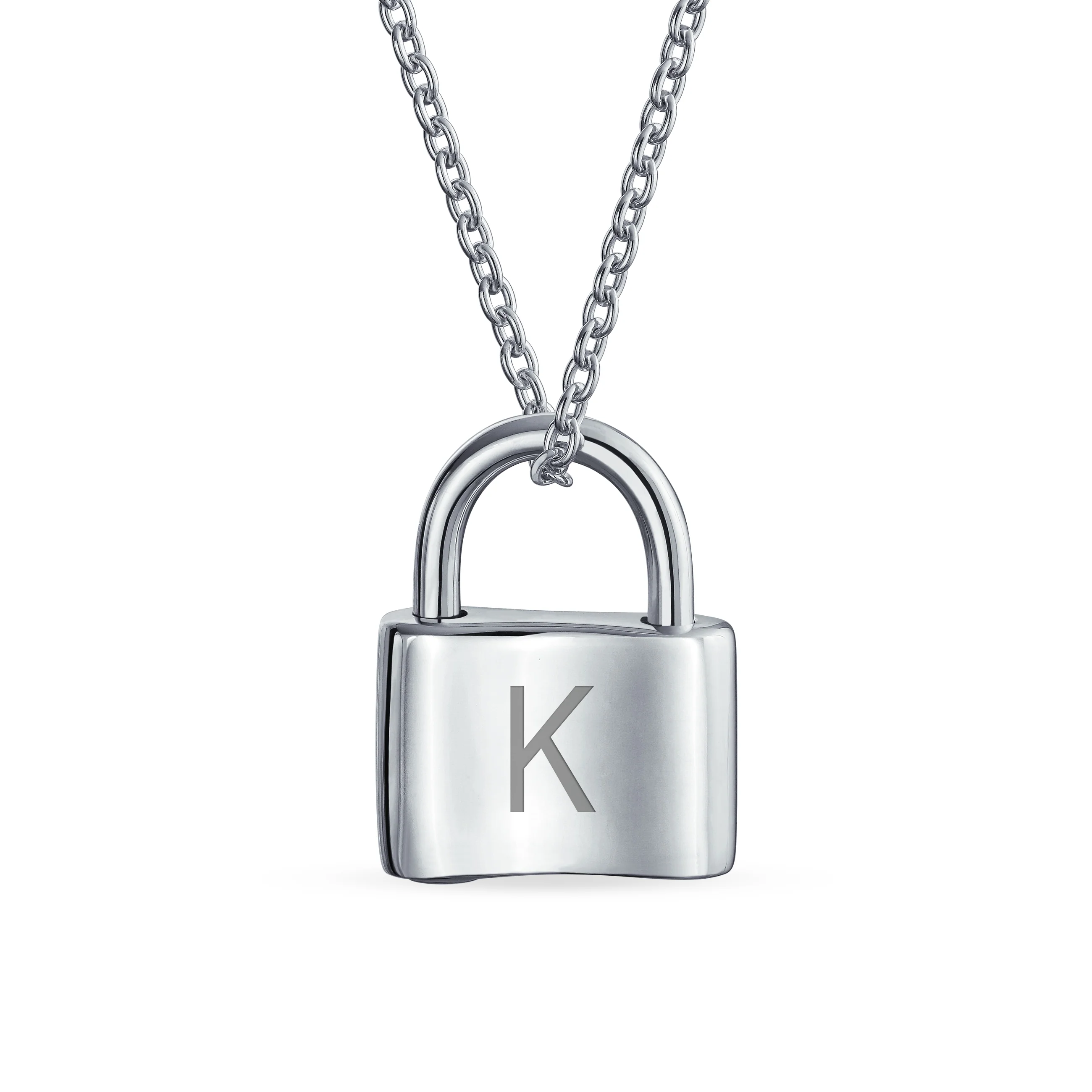 Monogram Lovers Padlock Pendant Necklace Gold Plated 16 Inch - Image 11