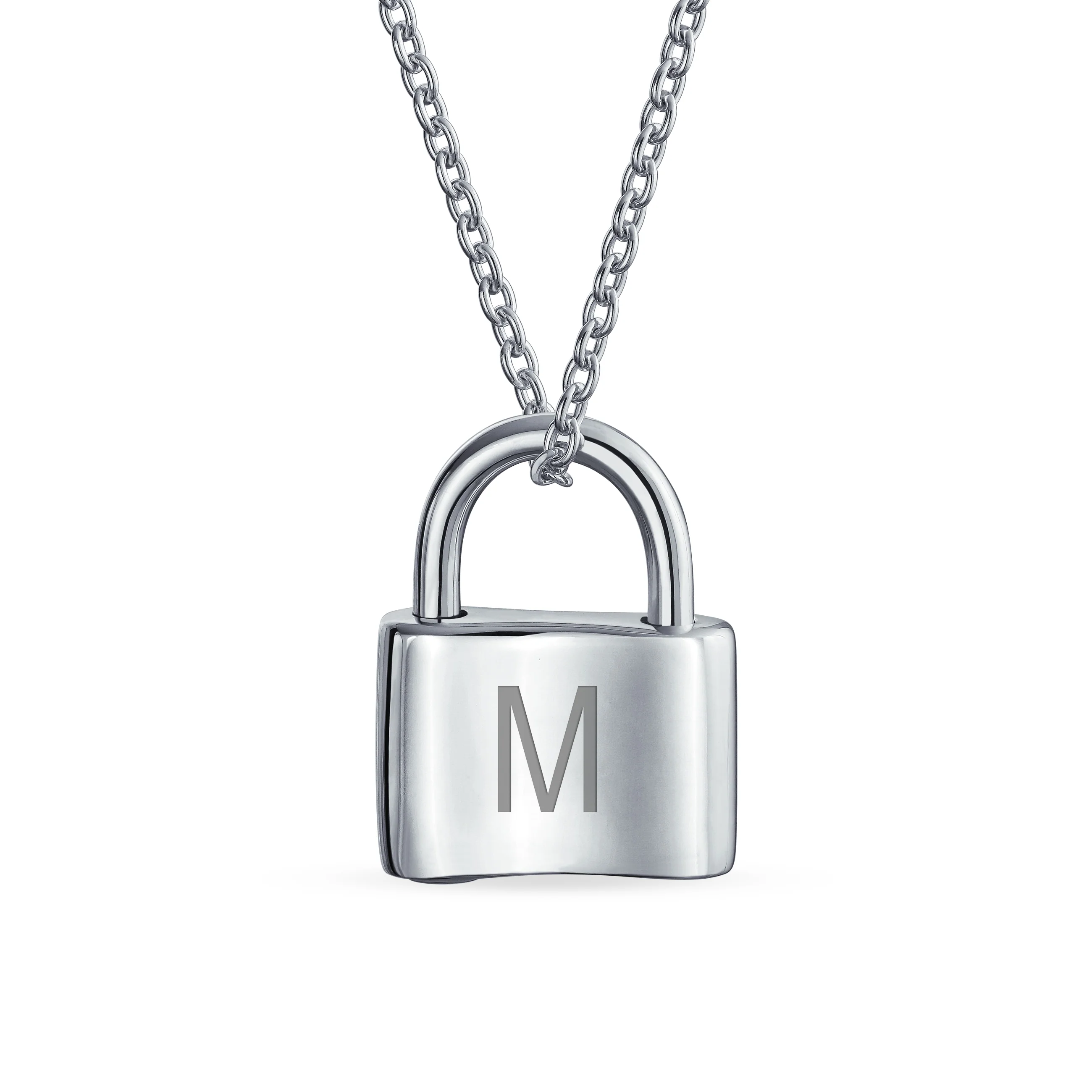 Monogram Lovers Padlock Pendant Necklace Gold Plated 16 Inch - Image 13
