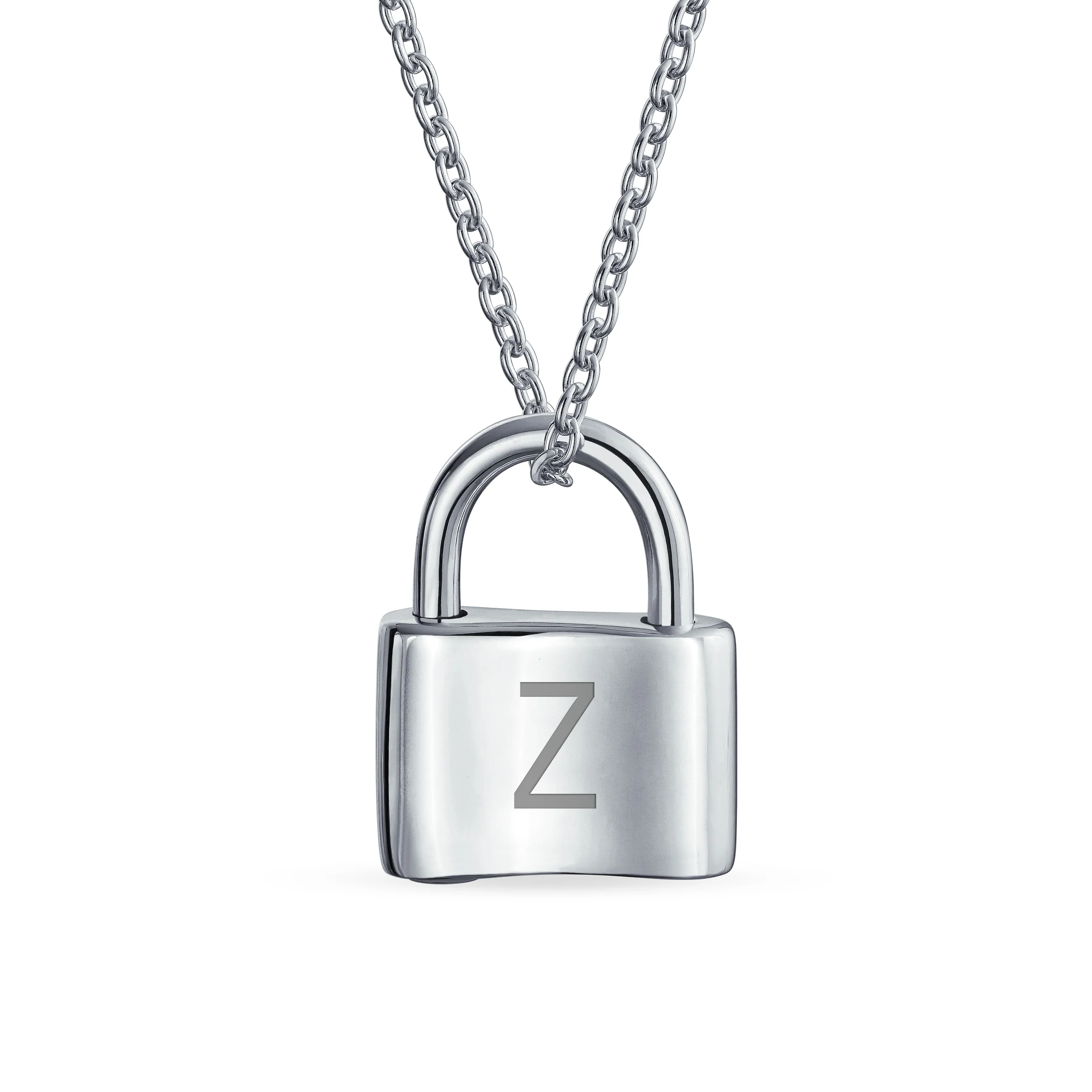 Monogram Lovers Padlock Pendant Necklace Gold Plated 16 Inch - Image 26