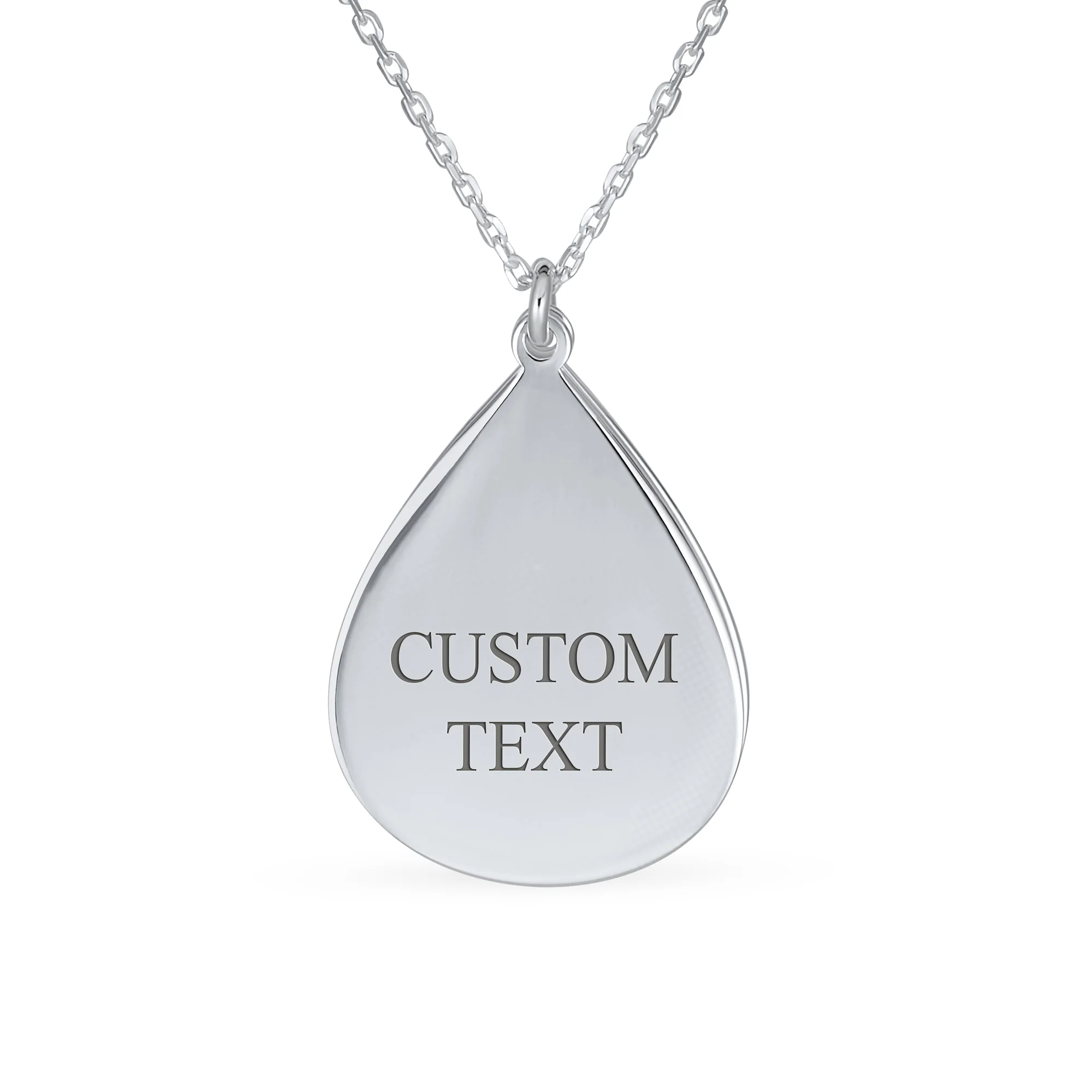 Mother Day Diamond-Cut Bezel Teardrop Word MAMA BEAR Necklace .925 Sterling Silver - Image 5