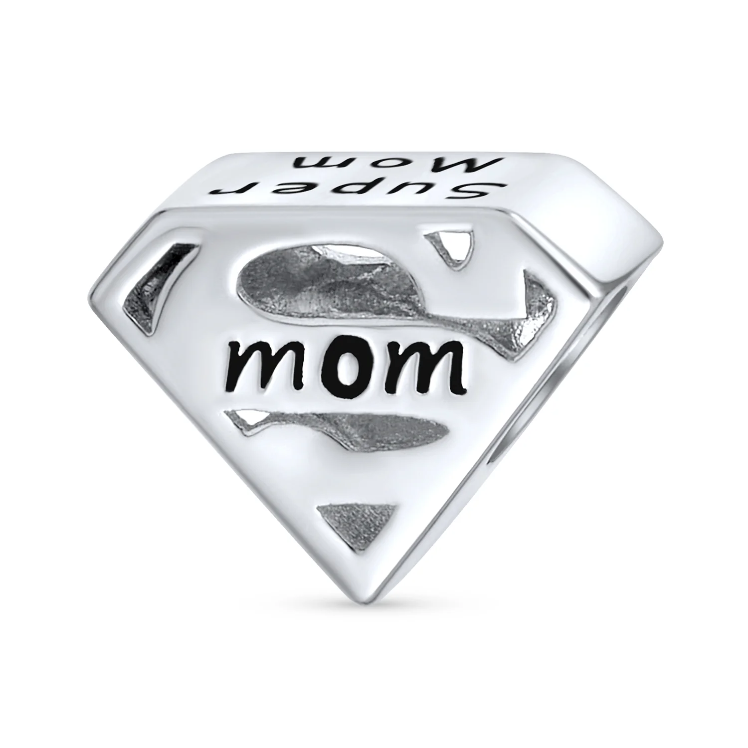 Set of 2 Mother's Day SUPER MOM and BFF Friendship Charm Bead Sterling Silver - Image 2