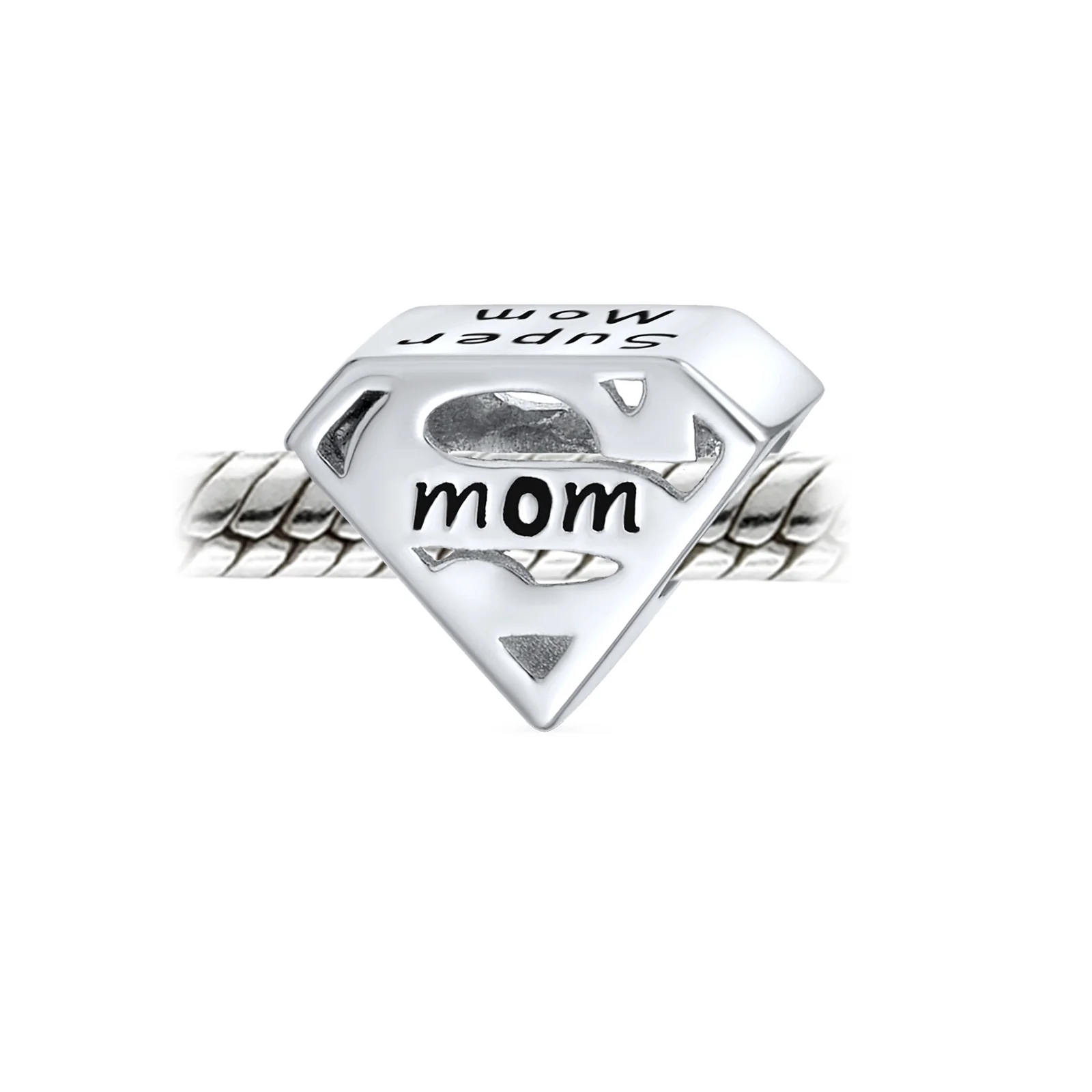 Set of 2 Mother's Day SUPER MOM and BFF Friendship Charm Bead Sterling Silver - Image 3