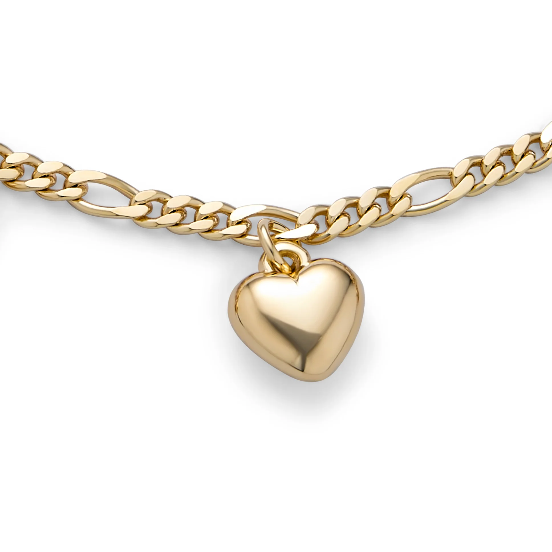 Multi Heart Charms Anklet Bracelet Gold Plated Figaro Chain - Image 2