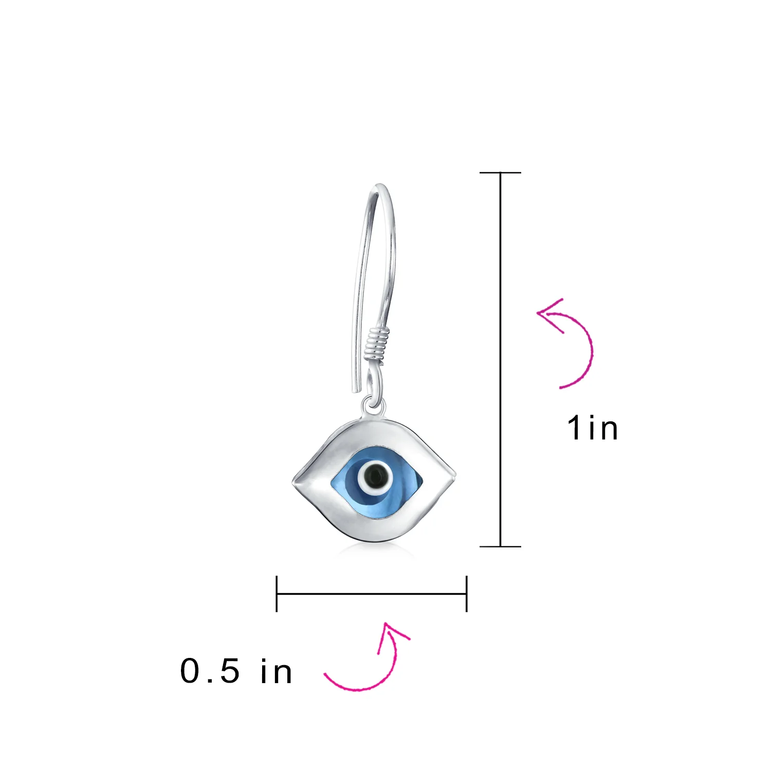 Multicolor Evil Eye Bracelet & Blue Nazar Dangle Earrings Set Sterling Silver - Image 5