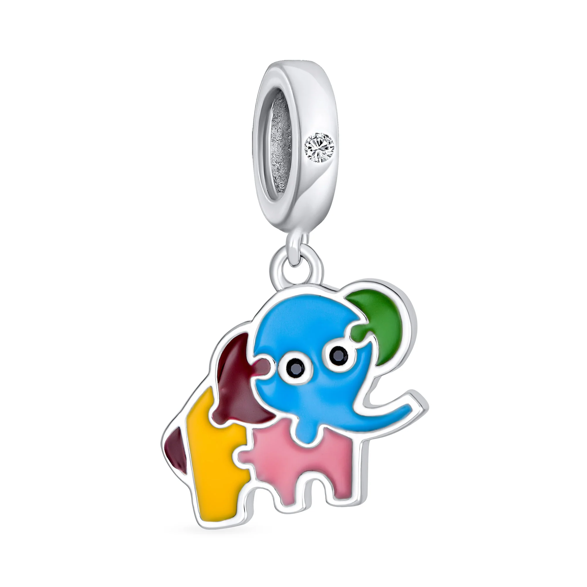 Multicolor Good Luck Bambi Elephant Dangle Charm Bead Silver for Bracelet