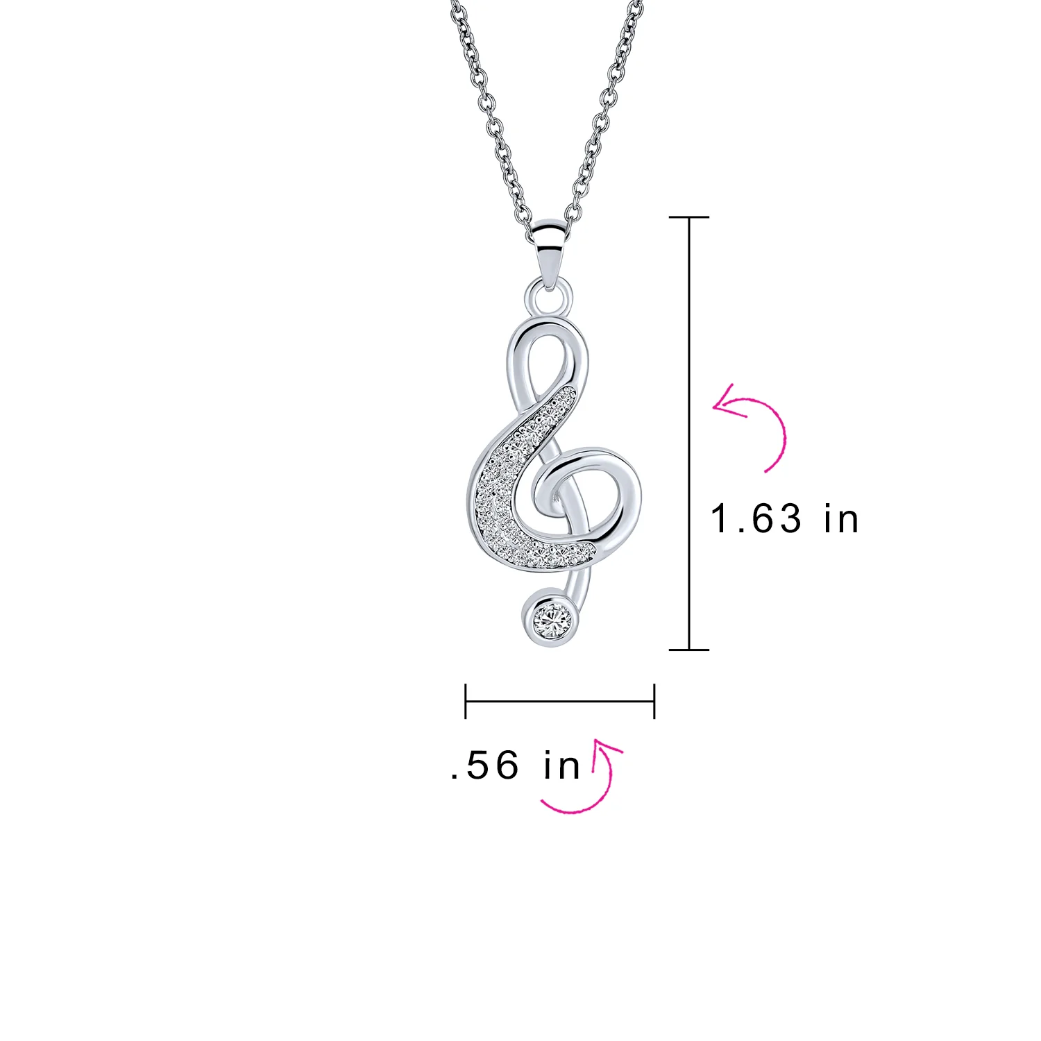 Music Teacher Student Treble Clef Pendant Necklace with CZ Musical Note Silver - Image 4