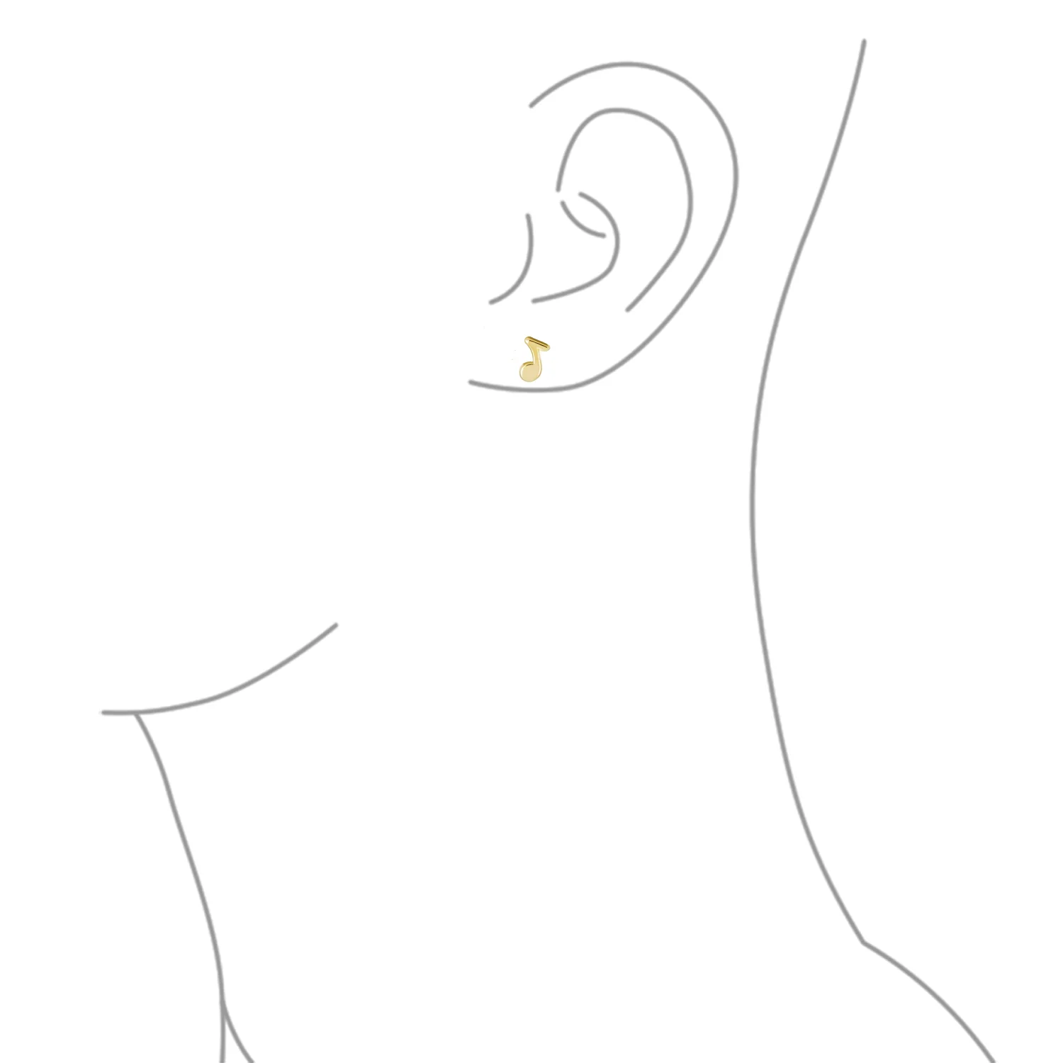 Tiny Dainty Music Notes Stud Earrings 14K Gold for Musicians and Teachers - Image 3
