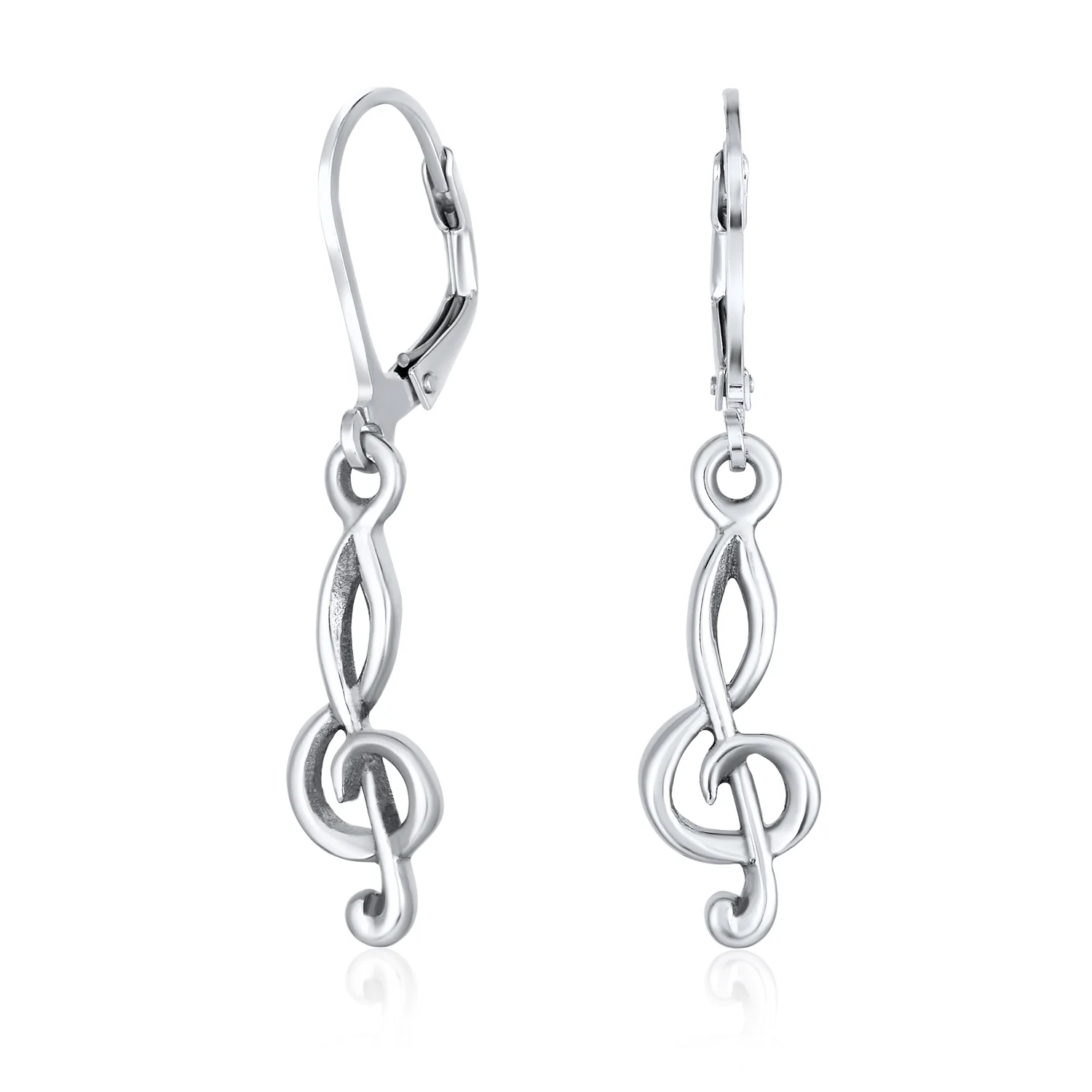 Music Student Treble Clef Musical Note Drop Earrings Gold Plated Sterling Silver
