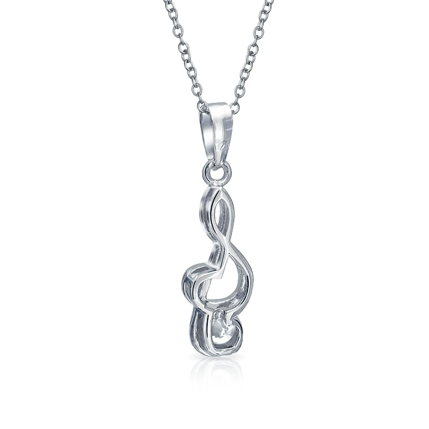 Music Teacher Student Treble Clef Pendant Necklace in Sterling Silver - Image 2