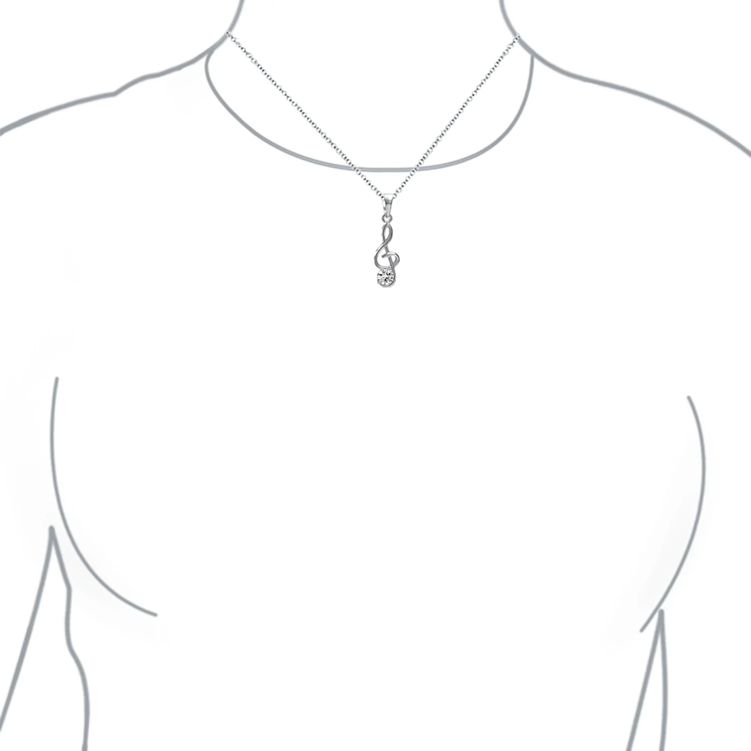 Music Teacher Student Treble Clef Pendant Necklace in Sterling Silver - Image 3