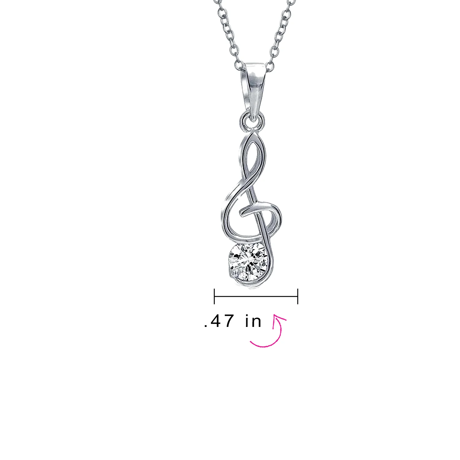 Music Teacher Student Treble Clef Pendant Necklace in Sterling Silver - Image 4