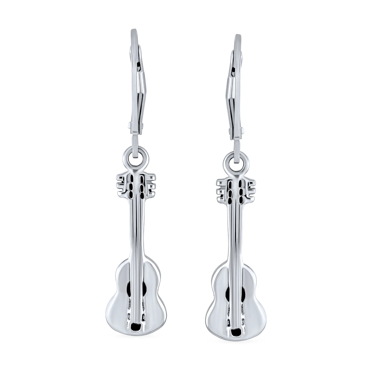 Musician Acoustic Music Lover Guitar Dangle Earrings Sterling Silver - Image 2