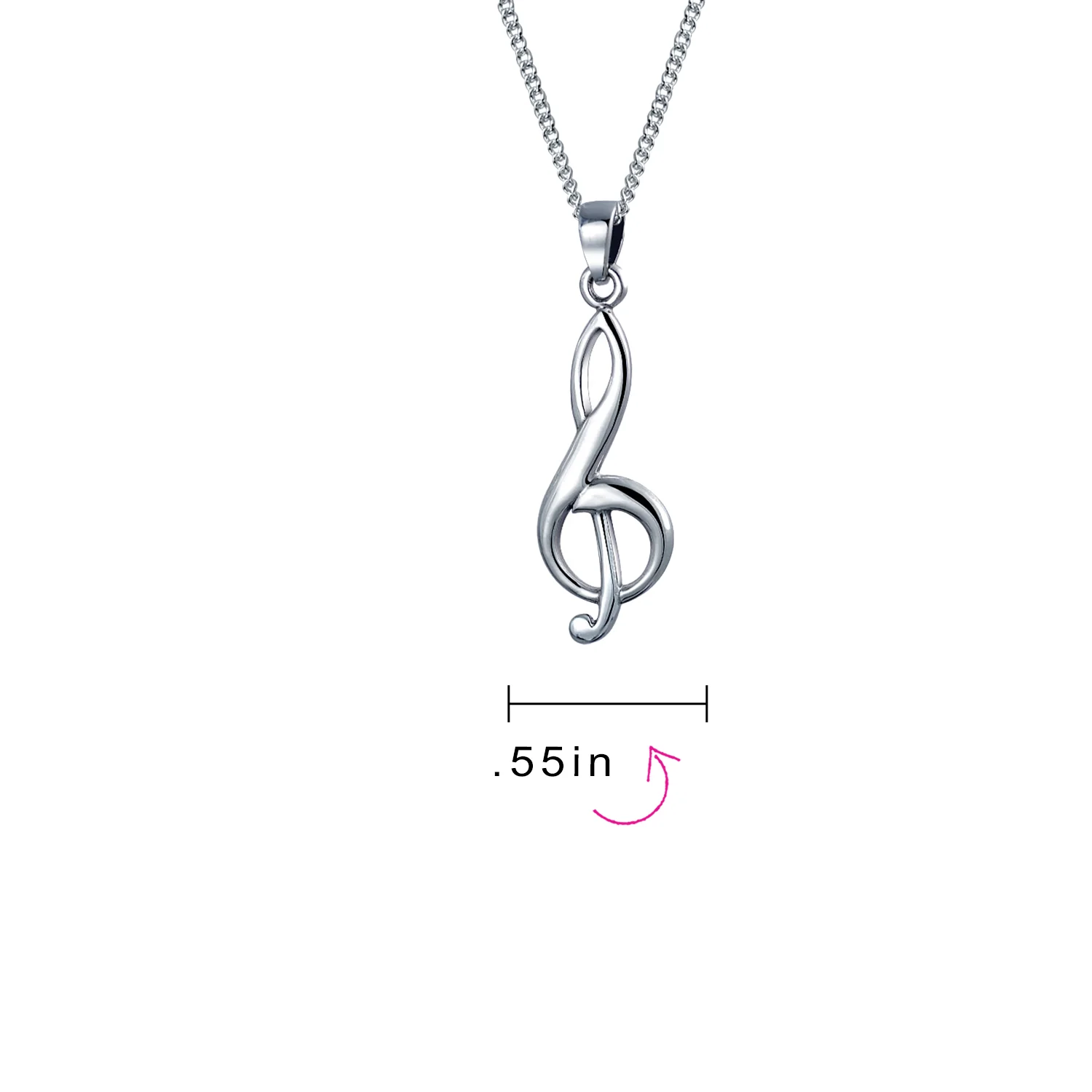 Singer Musician Treble Clef Music Note Pendant Necklace .925 Sterling Silver - Image 5