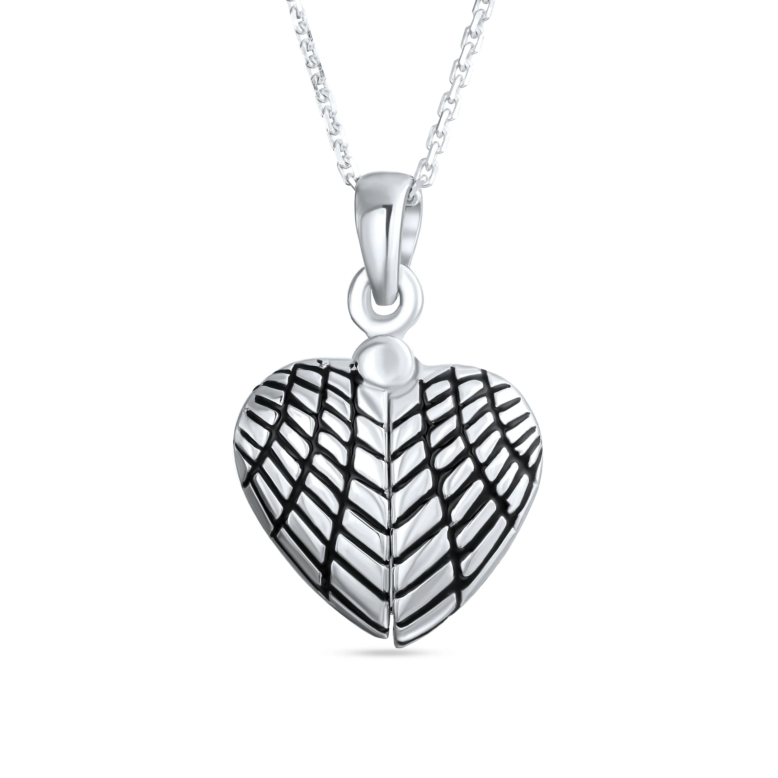 MY Angel Word Angel Wing Heart Locket Pendant Necklace .925 Sterling Silver - Image 2
