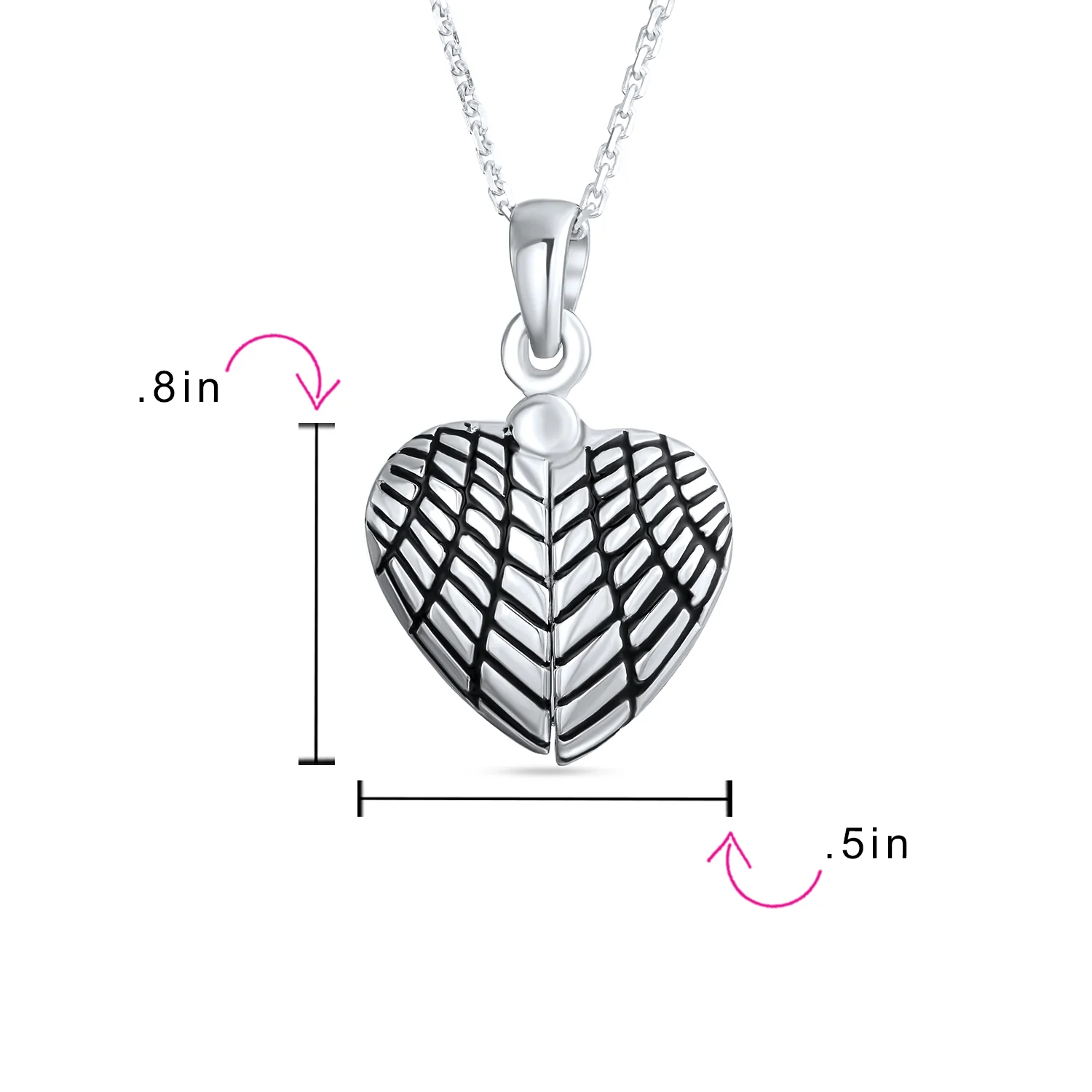 MY Angel Word Angel Wing Heart Locket Pendant Necklace .925 Sterling Silver - Image 4