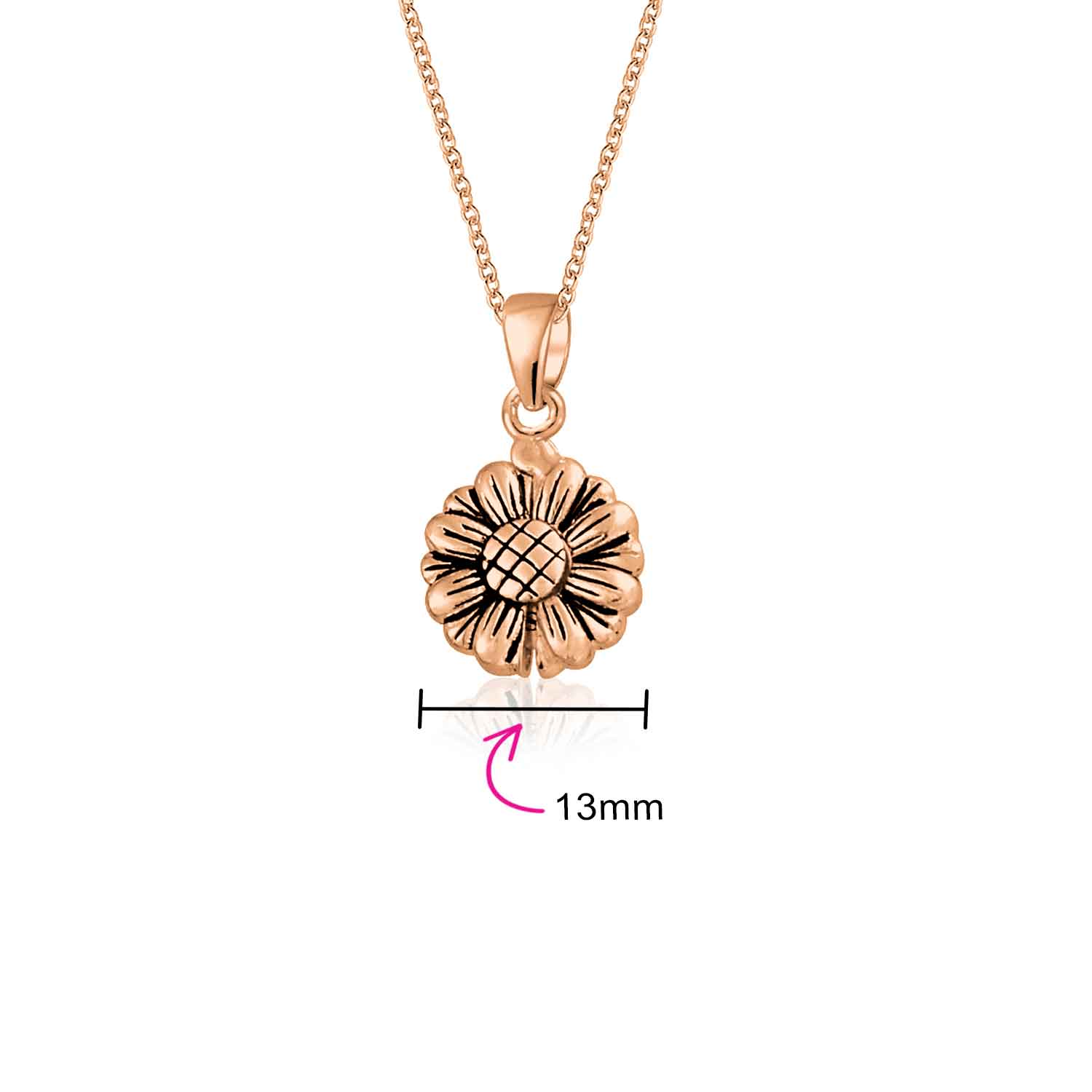My SUNSHINE Words Sunflower Open Locket Pendant Necklace Rose Gold Plated .925 Sterling Silver - Image 9