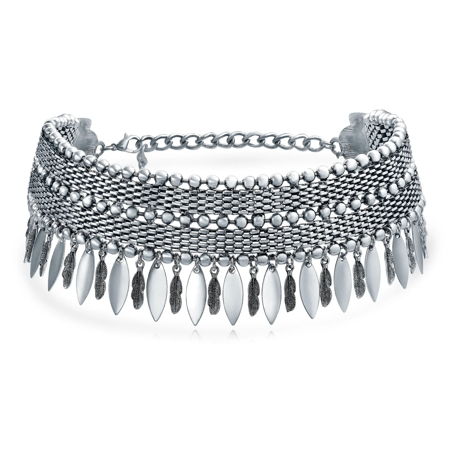 Native American Style Statement Feather Choker Necklace Bohemian Boho Western Jewelry