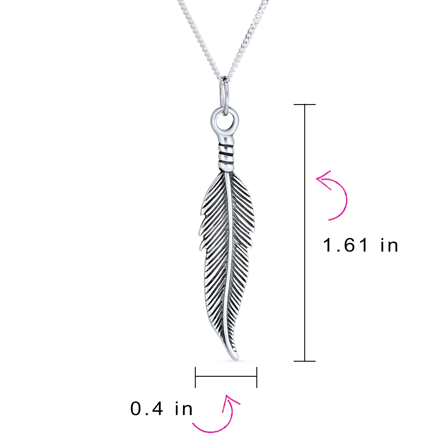 Nature Dangling Leaf Feather Pendant Charm Necklace Sterling Silver 18 Inch - Image 5