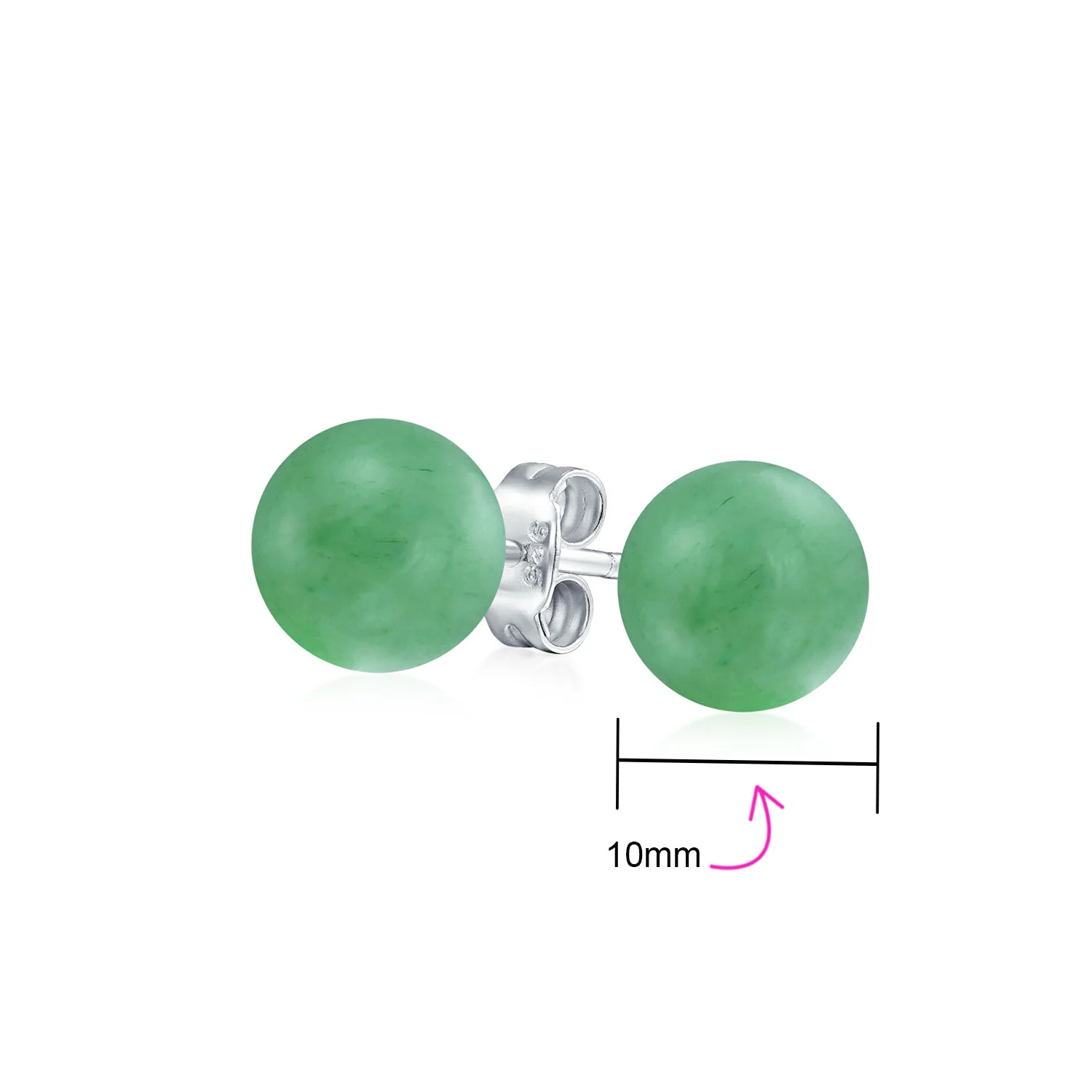 10MM Natural Gemstone Drop Ball Earrings Sterling Silver - Image 21
