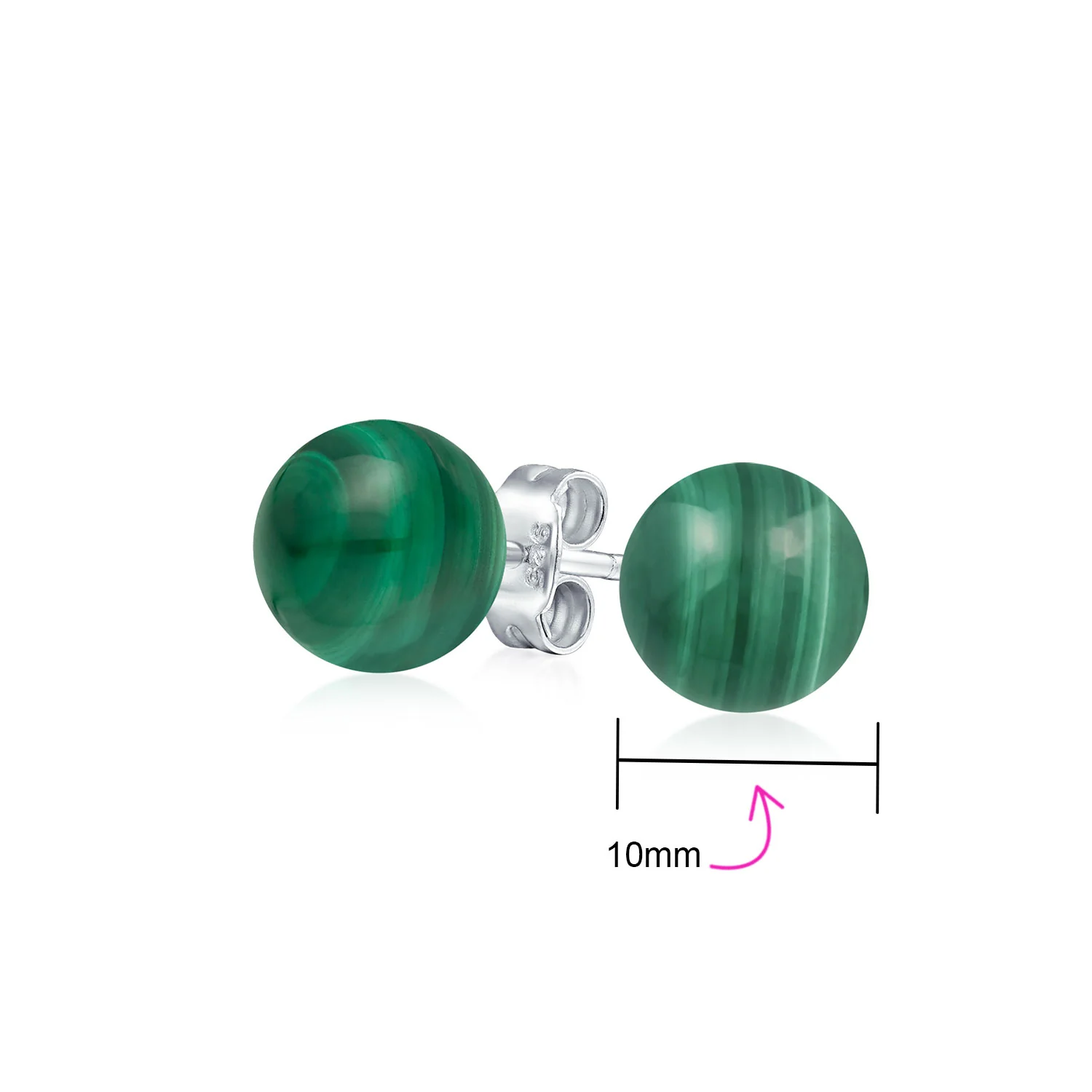 10MM Natural Gemstone Drop Ball Earrings Sterling Silver - Image 28