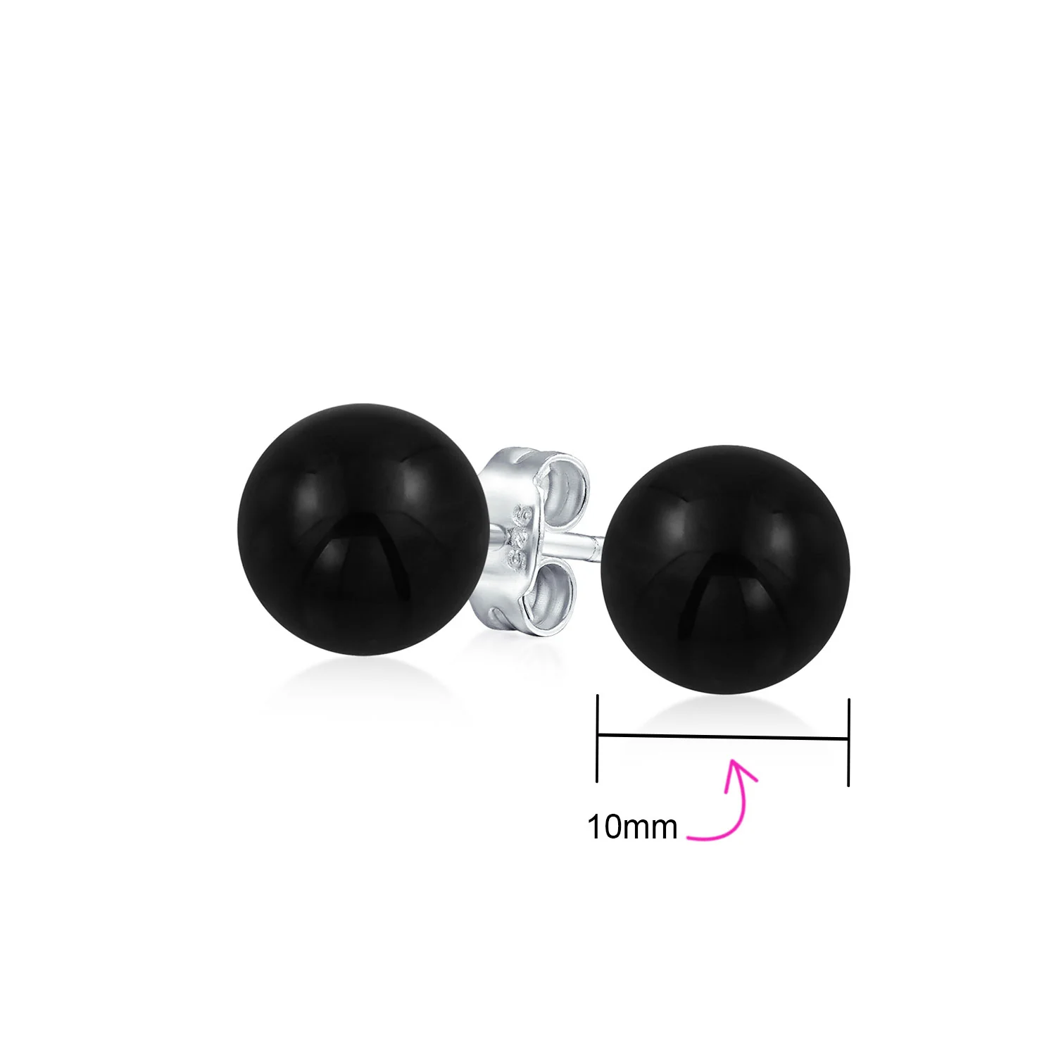 10MM Natural Gemstone Drop Ball Earrings Sterling Silver - Image 29