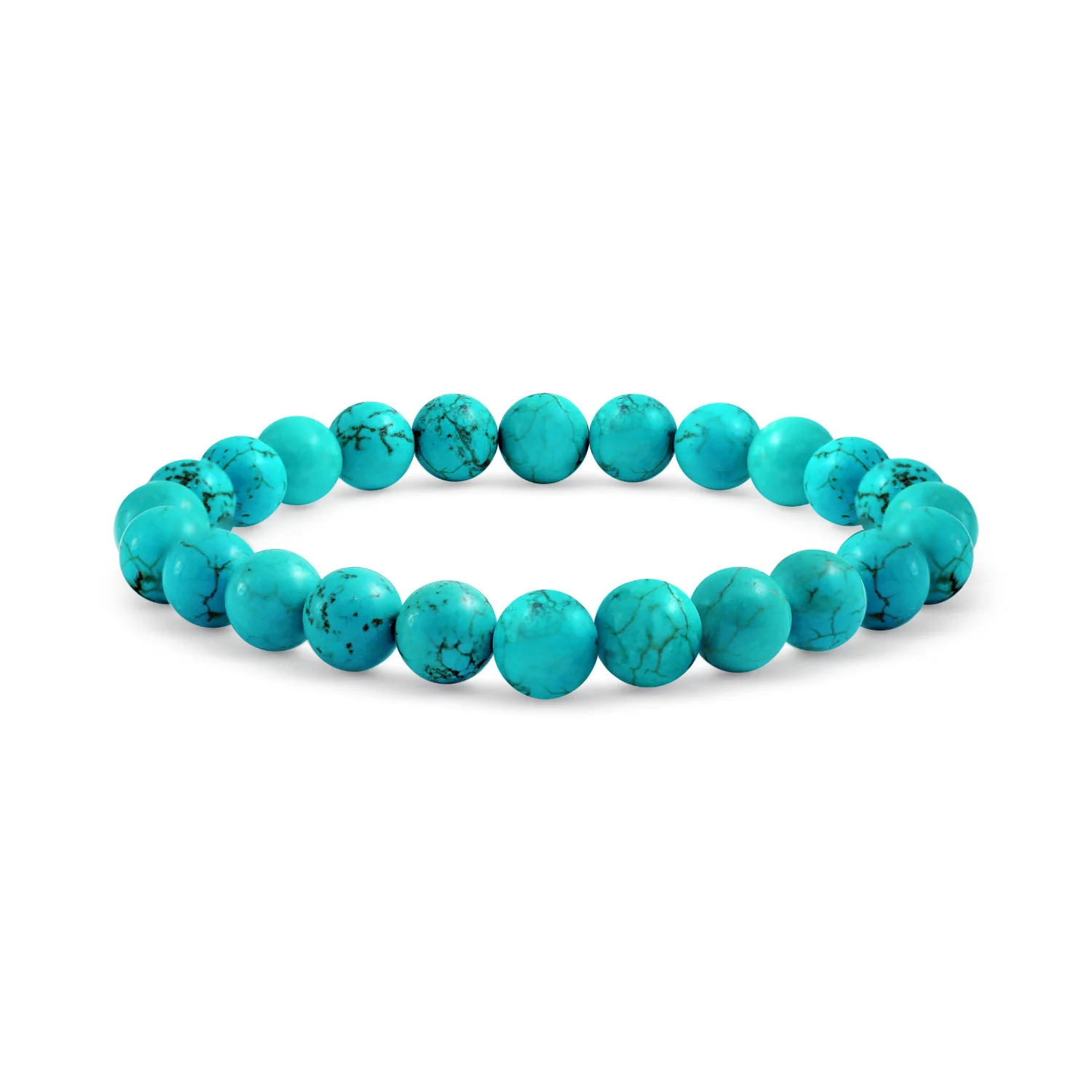 Natural Stone Multi Color Stackable Round 8MM Ball Beads Strand Stretch Bracelet - Image 2