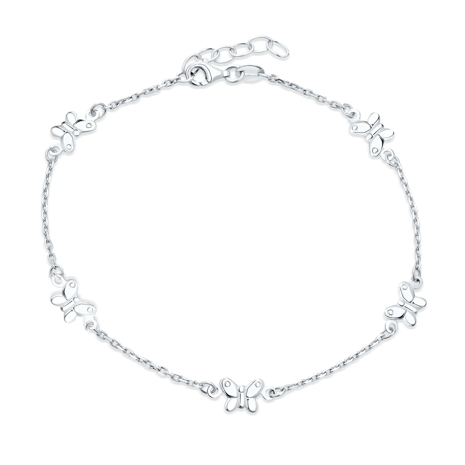 Garden Charm Butterfly Anklet Ankle Bracelet Sterling Silver