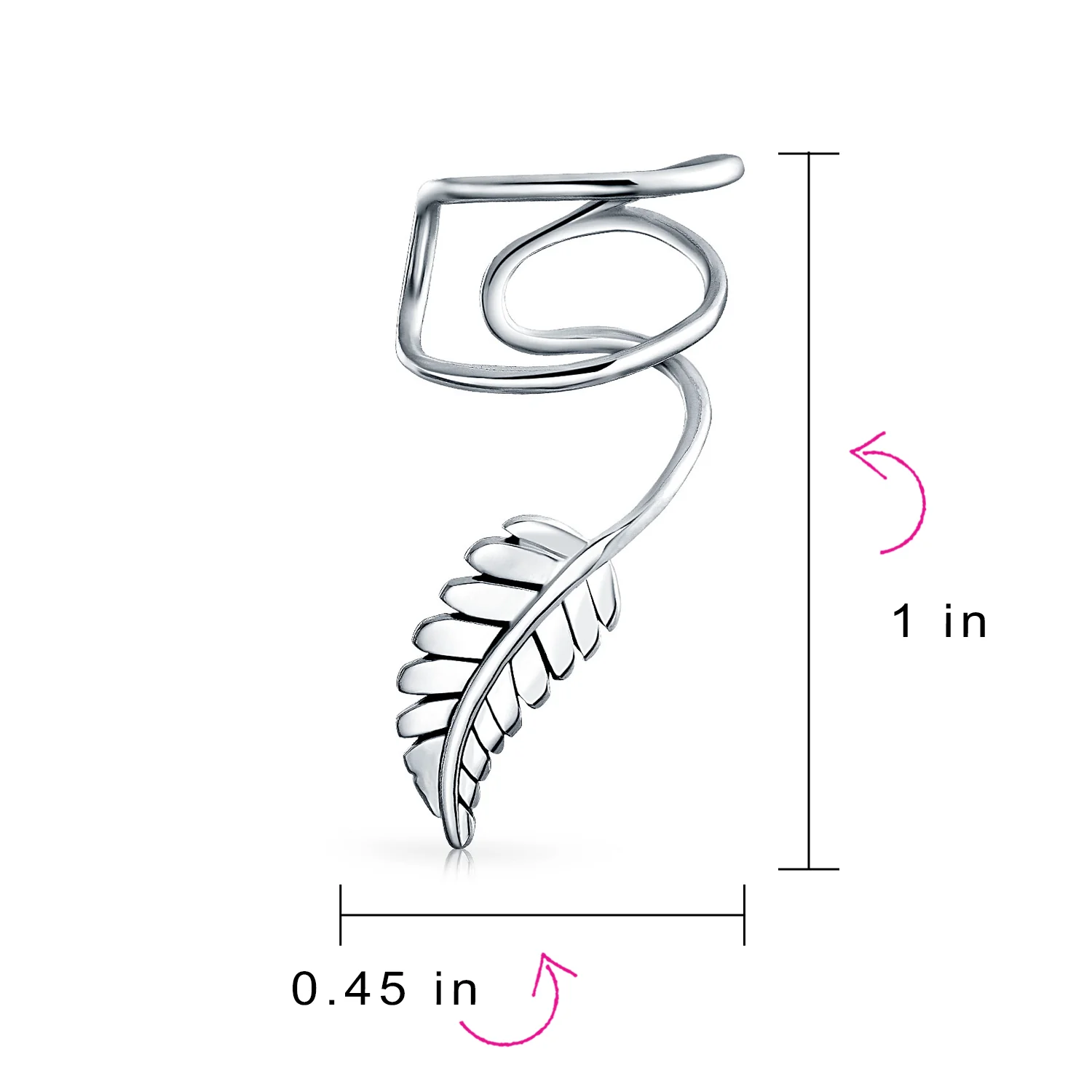 Nature Leaf Ear Cuff Cartilage Clip Wrap Earrings Sterling Silver Non-Pierced - Image 4