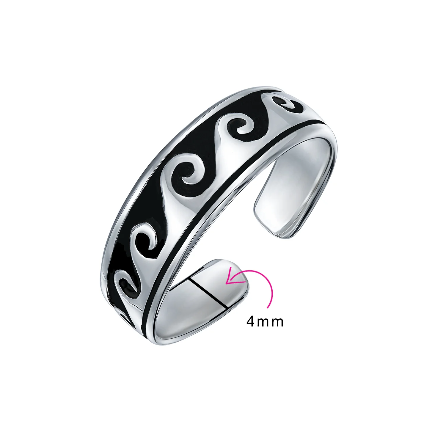 Set of 2 Nautical Ocean Waves and Beach Sand Footprints Midi Toe Ring Silver - Image 4