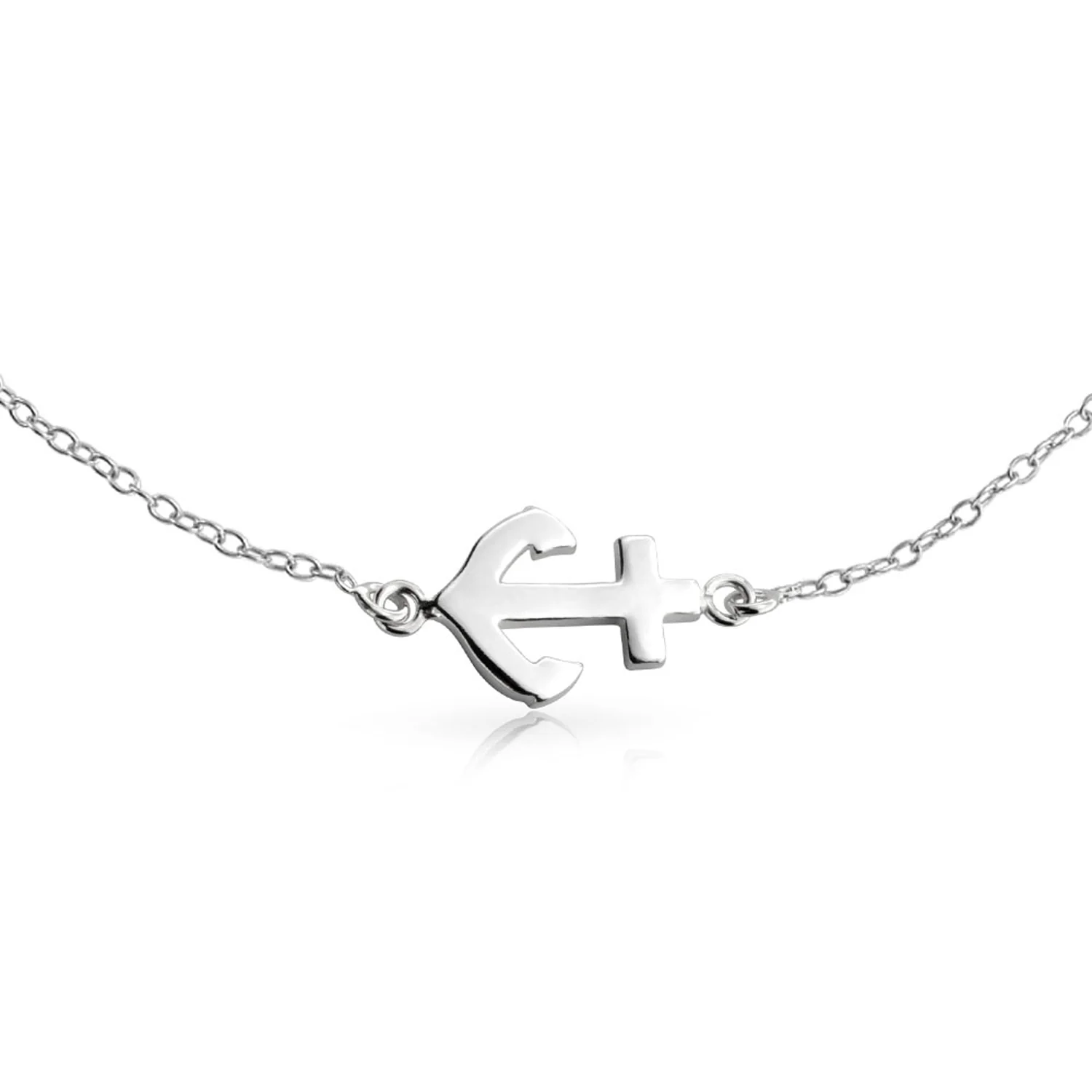 Nautical Anchor Charm Anklet Ankle Bracelet Sterling Silver 9-10 Inch - Image 2
