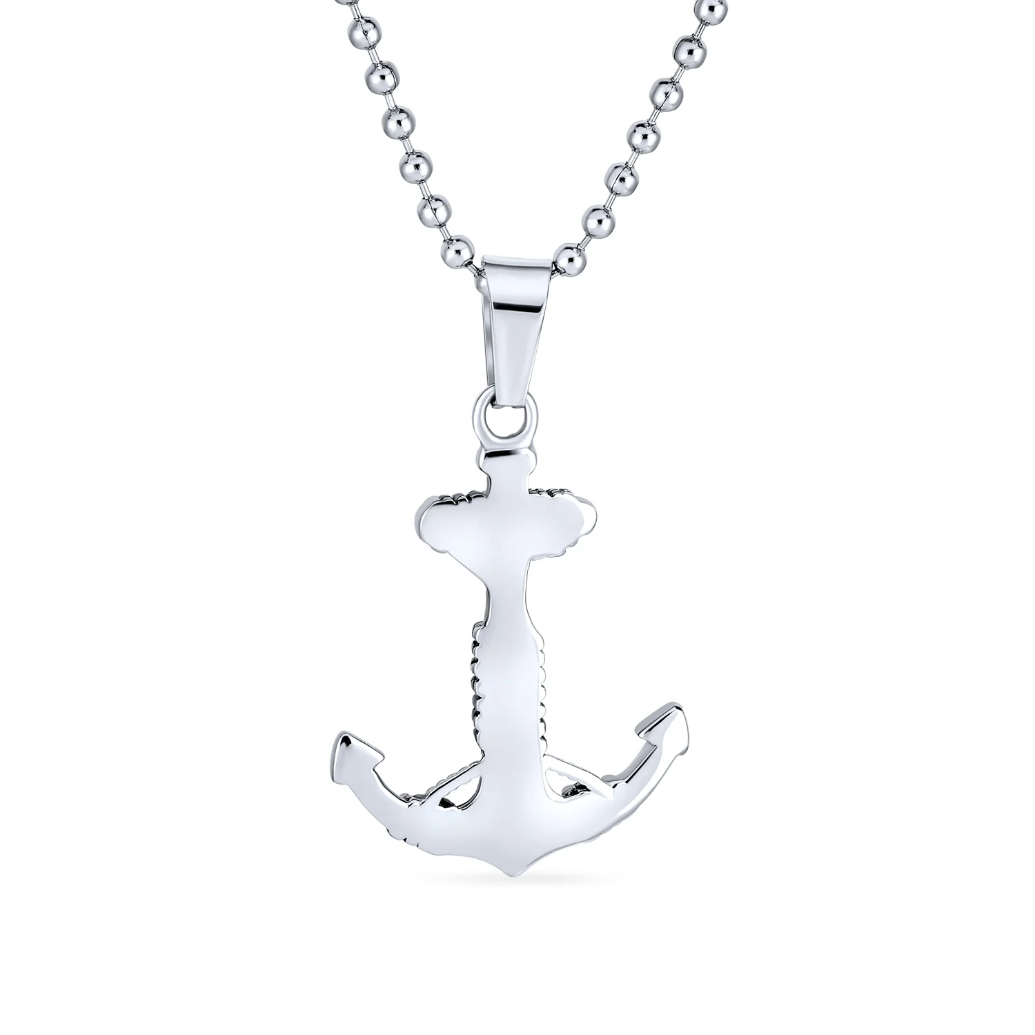Nautical Anchor Pendant Necklace for Men Black Oxidized Stainless Steel Chain - Image 2