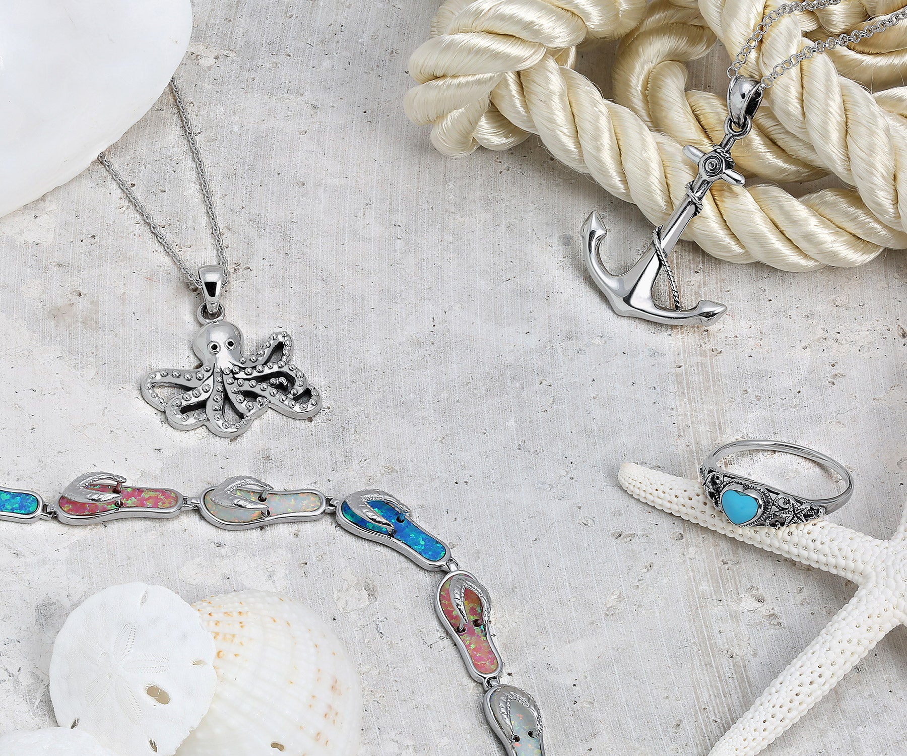 Nautical Tropical Ship Boat Rope Anchor Pendant Necklace .925 Sterling Silver - Image 3