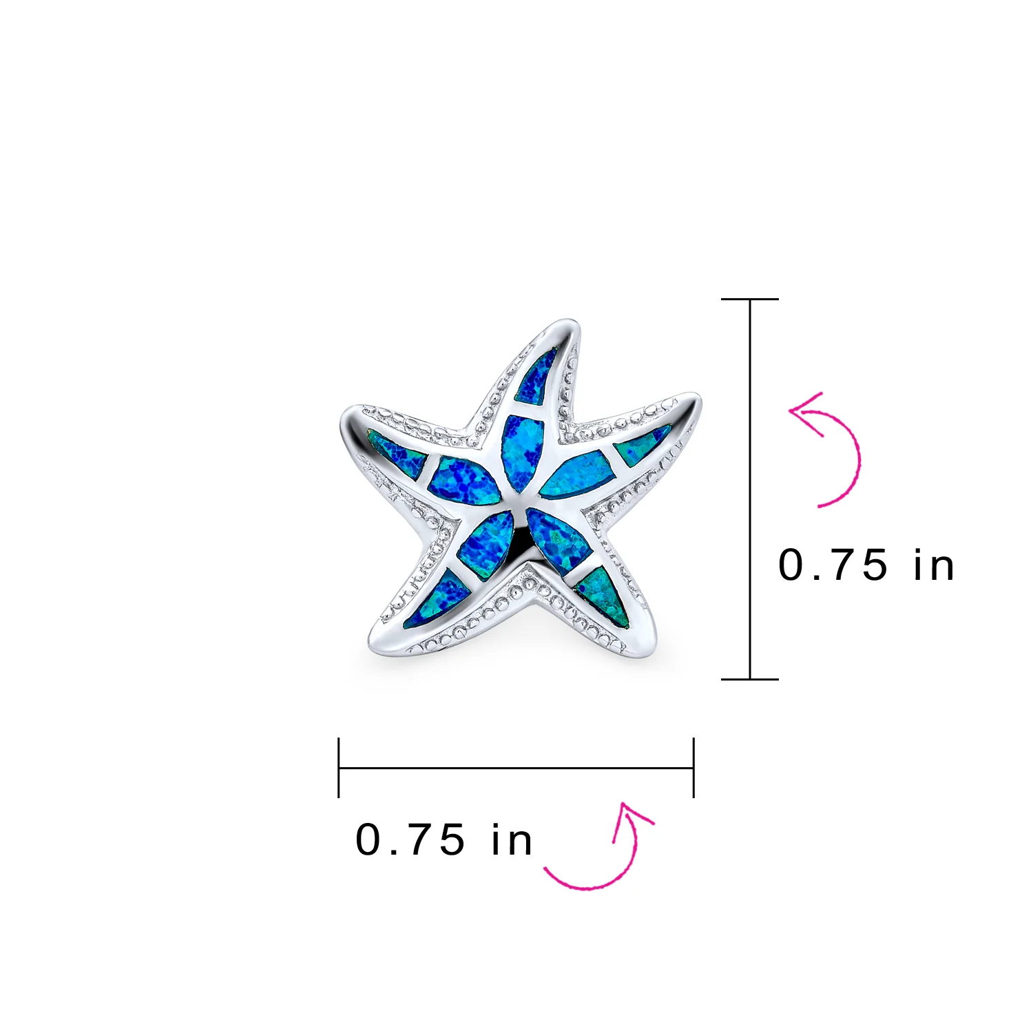 Nautical Blue Opal Starfish Stud Earrings in Sterling Silver for Beach Vacation - Image 4