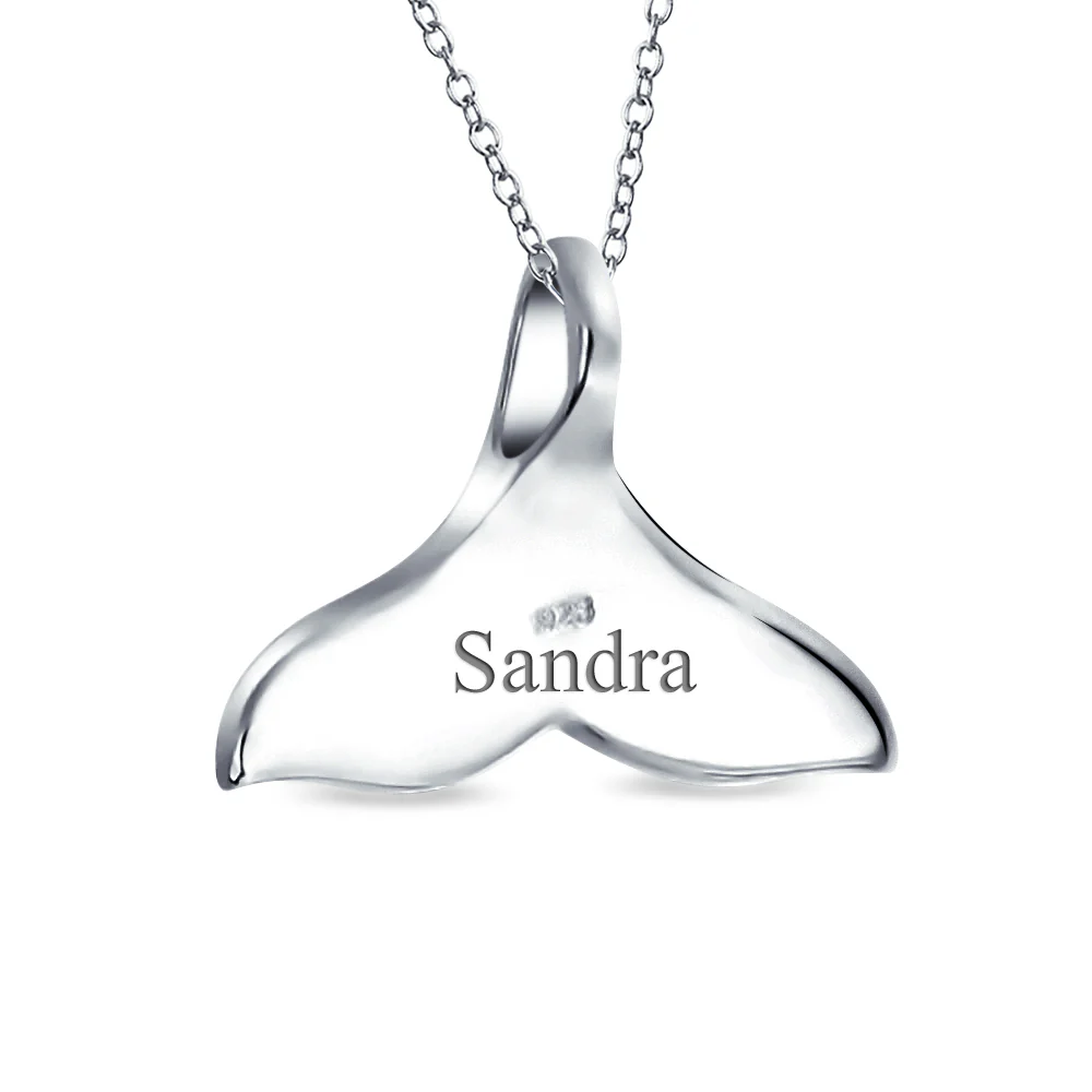 Nautical Blue Opal Whale Tail Pendant Necklace in Sterling Silver - Image 3