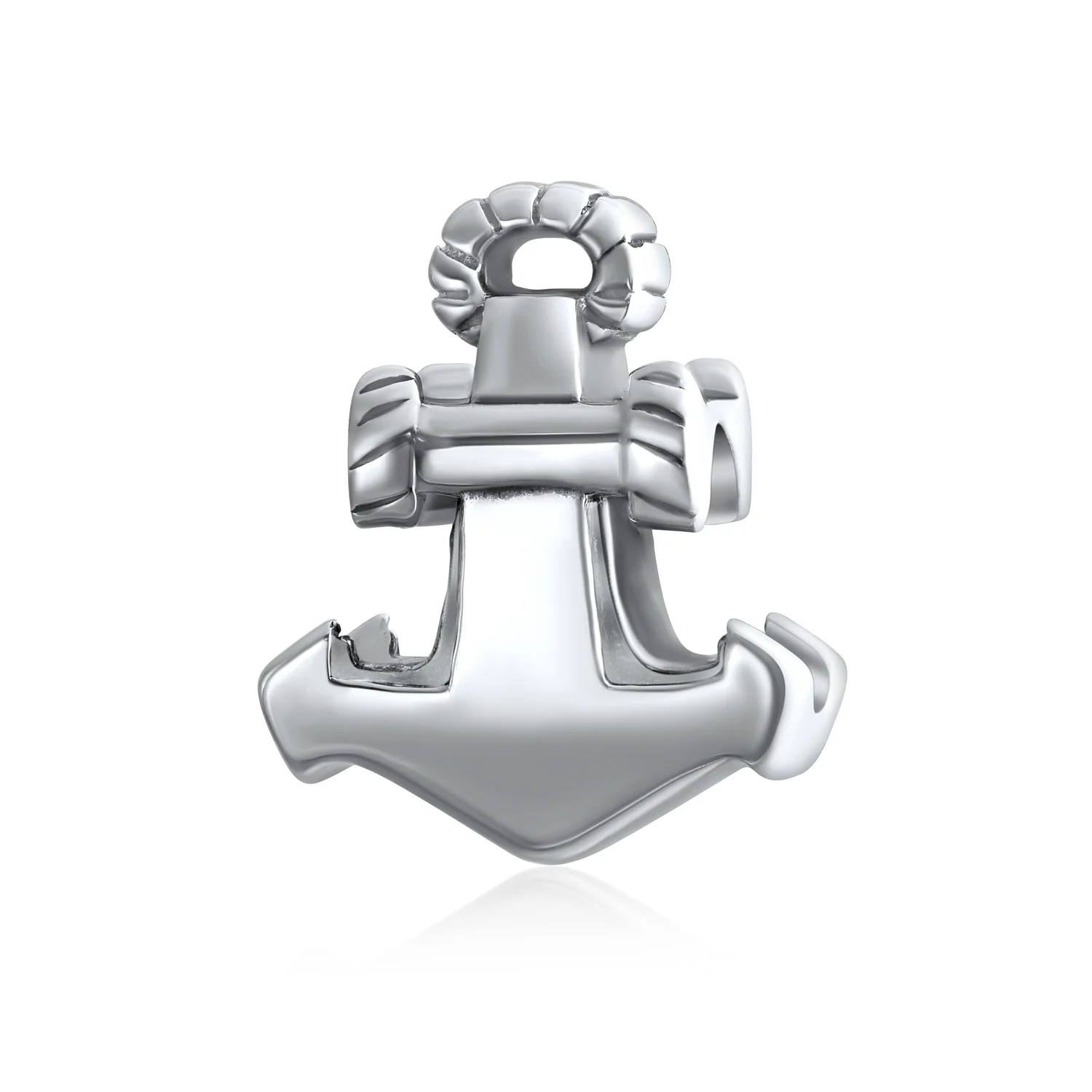 Set of 2 Nautical Boat Ship Wheel and Anchor Rope Charm Bead Sterling Silver - Image 2