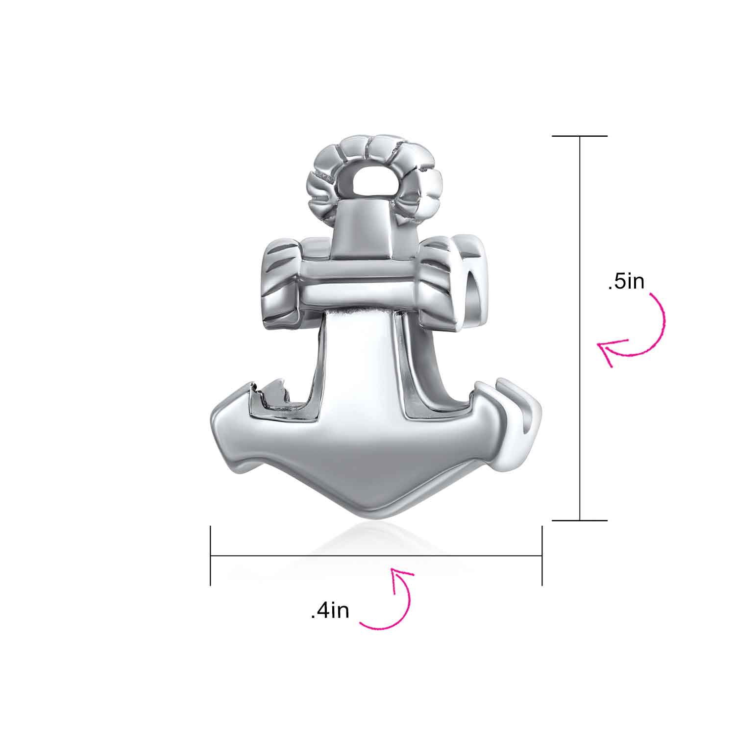 Set of 2 Nautical Boat Ship Wheel and Anchor Rope Charm Bead Sterling Silver - Image 4